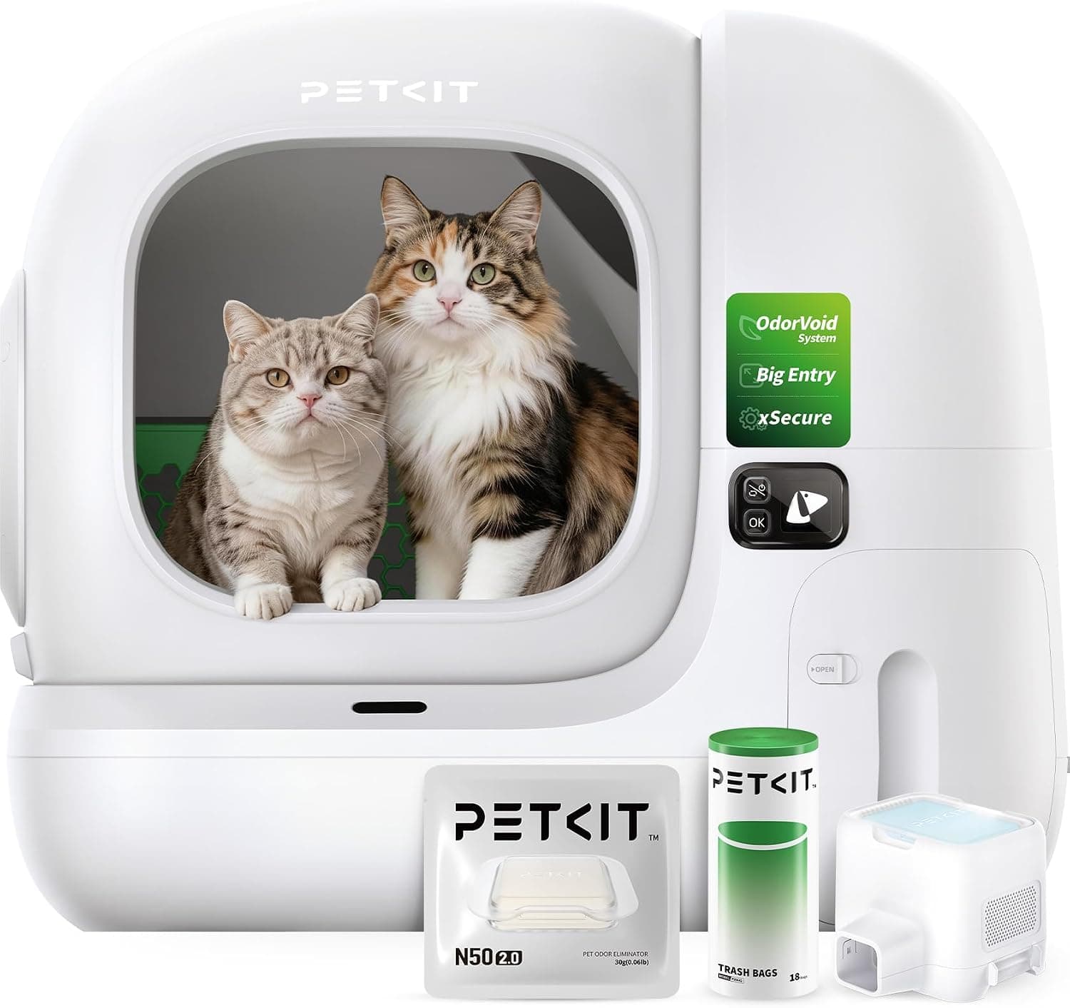 PETKIT PUROBOT MAX 3 Arenero Gatos Autolimpiable, Entrada Mayor, Eliminación Múltiple de Olores, Arenero Autolimpiable para Gatos, Anti-Fugas, xSecure/Control de APP/76L, para Varios Gatos