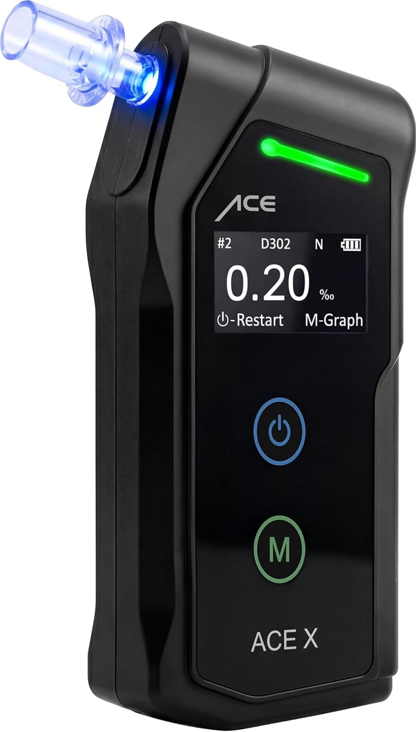 Alcoholímetro Ace X: alcoholímetro con una precisión del 99,1% según la Universidad Técnica de Viena, electroquímico y con precisión policial, alcoholímetro Profesional