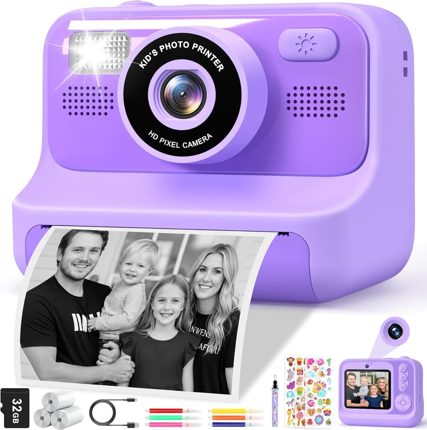 Subtail Camara Fotos Infantil Instantanea - 2,4 1080P Cámara Instantánea