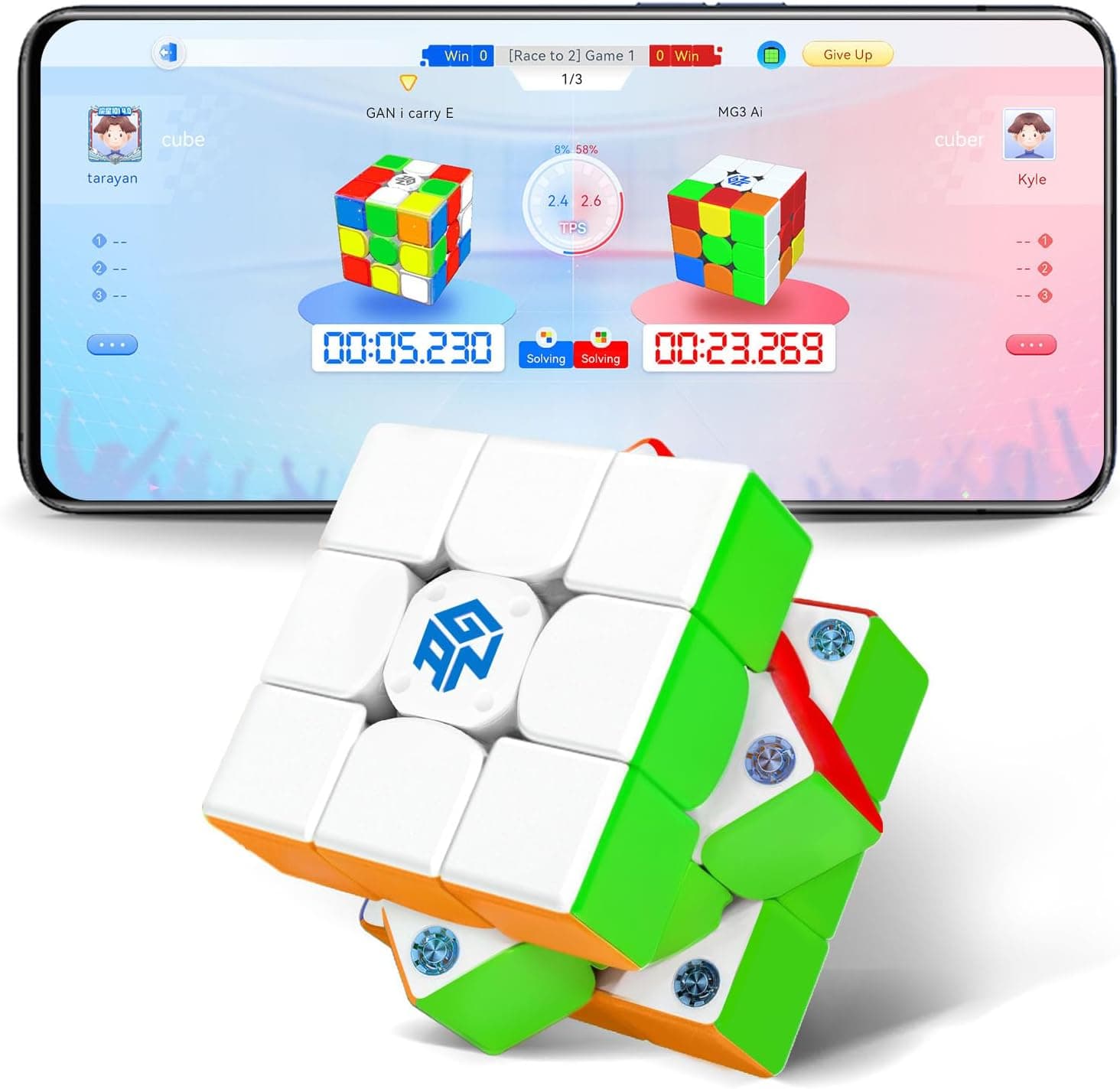 GAN 356 iCarryE Speed Cube 3x3, Cubo Inteligente con Concurso en Línea App