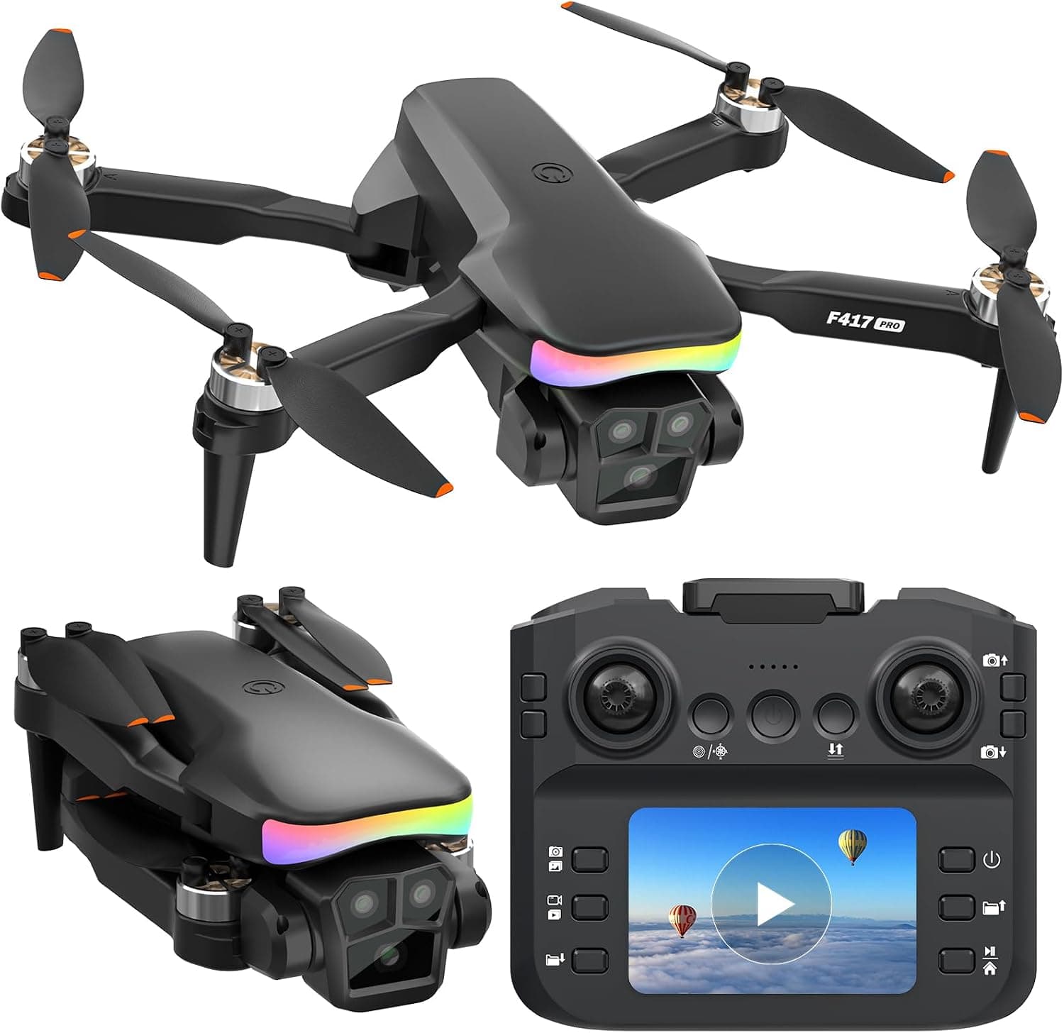 F417PRO FPV Dron con Cámara 1080P Control Remoto con Pantalla LCD, Carga Type‑C, Peso Menor de 249g, 3D Flip, Juguete Mini Dron para Principiantes Adultos Niños, Regalo Ideal para Chicos y Chicas