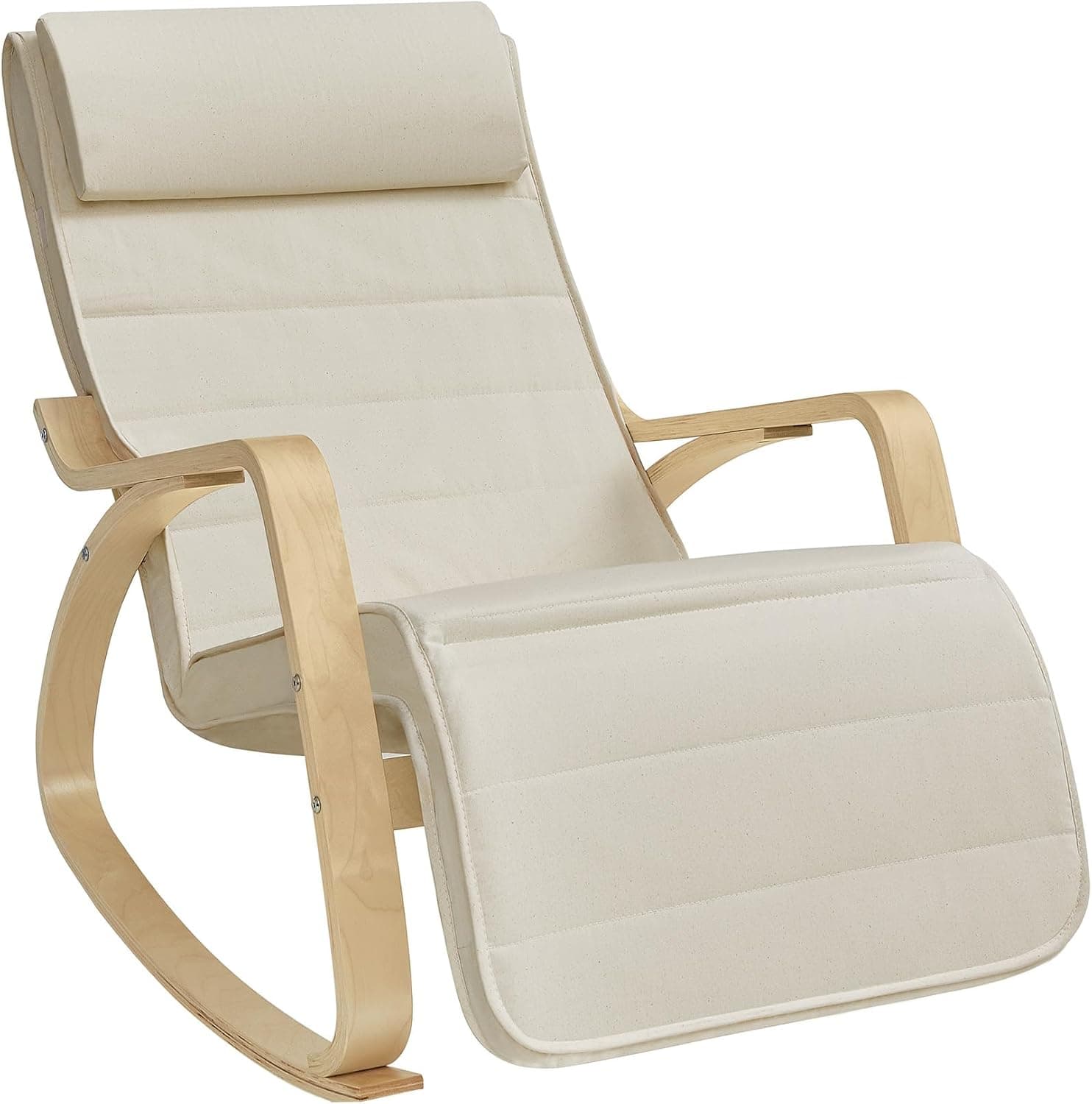 SONGMICS Silla Mecedora, con Apoyabrazos de Madera de Abedul