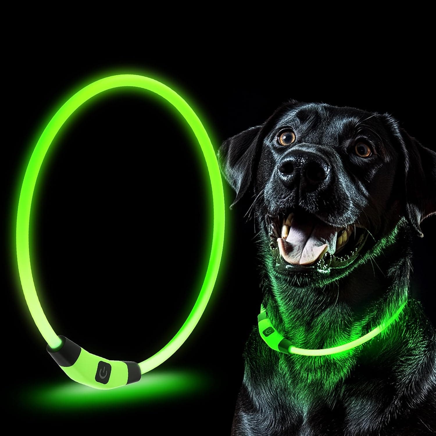 Collar con Luz LED para Mascotas, Tamaño Ajustable, lumioso 7 Colores