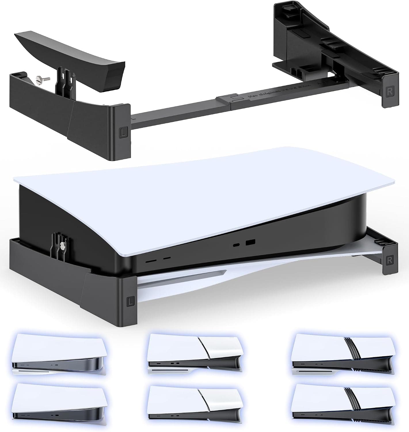 OIVO Soporte PS5/Slim/Pro Horizontal para Consola PlayStation 5, PS5 Suporte Horizontal, Soporte PS5 Acostado, Suporte Horizonta P5 con Tornillo, Accesorios PlayStation 5, Packs de Accesorios, Negro