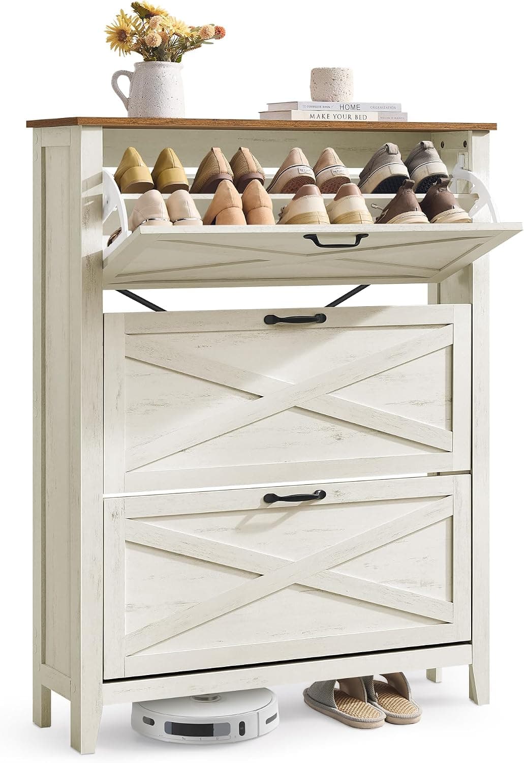 VASAGLE Mueble Zapatero con 3 Cajones Abatibles, para 21 a 24 Pares