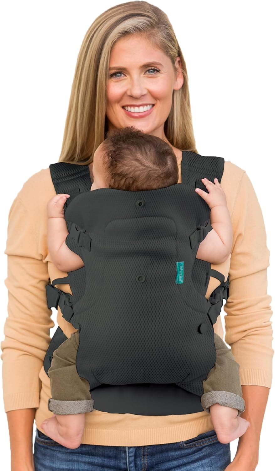 Infantino Mochila Portabebé Flip Convertible 4-en-1 Light & Airy, Cintura Ajustable y Correas de Felpa, Mochilla Portabebés Ergonómica y Cómoda, Fácil de Limpiar, Gris Oscuro