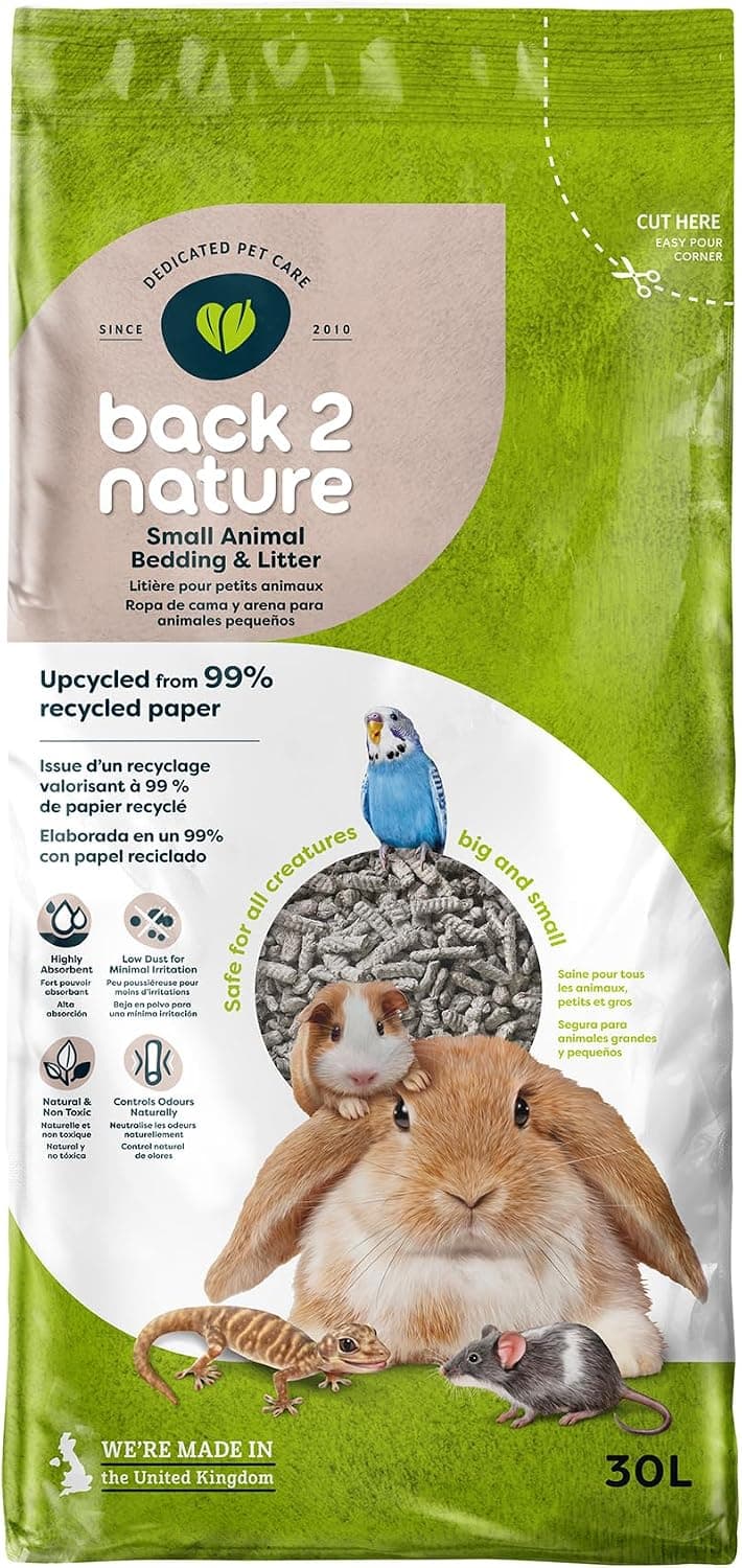 Lecho para Animales pequeños Back2Nature (30 l) - Papel Reciclado no tóxico