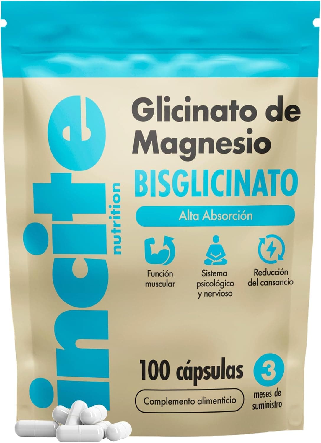Magnesio bisglicinato - 100 mg - Alta potencia 100 capsulas veganas (3 meses suministro) - Bisglicinato de Alta Biodisponibilidad - Mejora del sueño - Glicinato de Magnesio para dormir