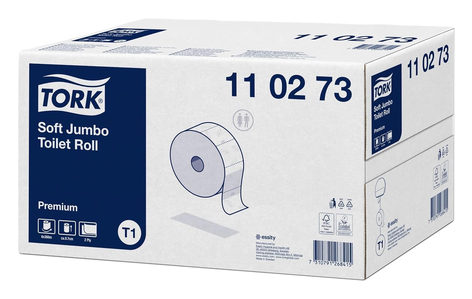 Tork 110273 Rollos de papel higiénico Jumbo, 6 rollos x 1800 hojas