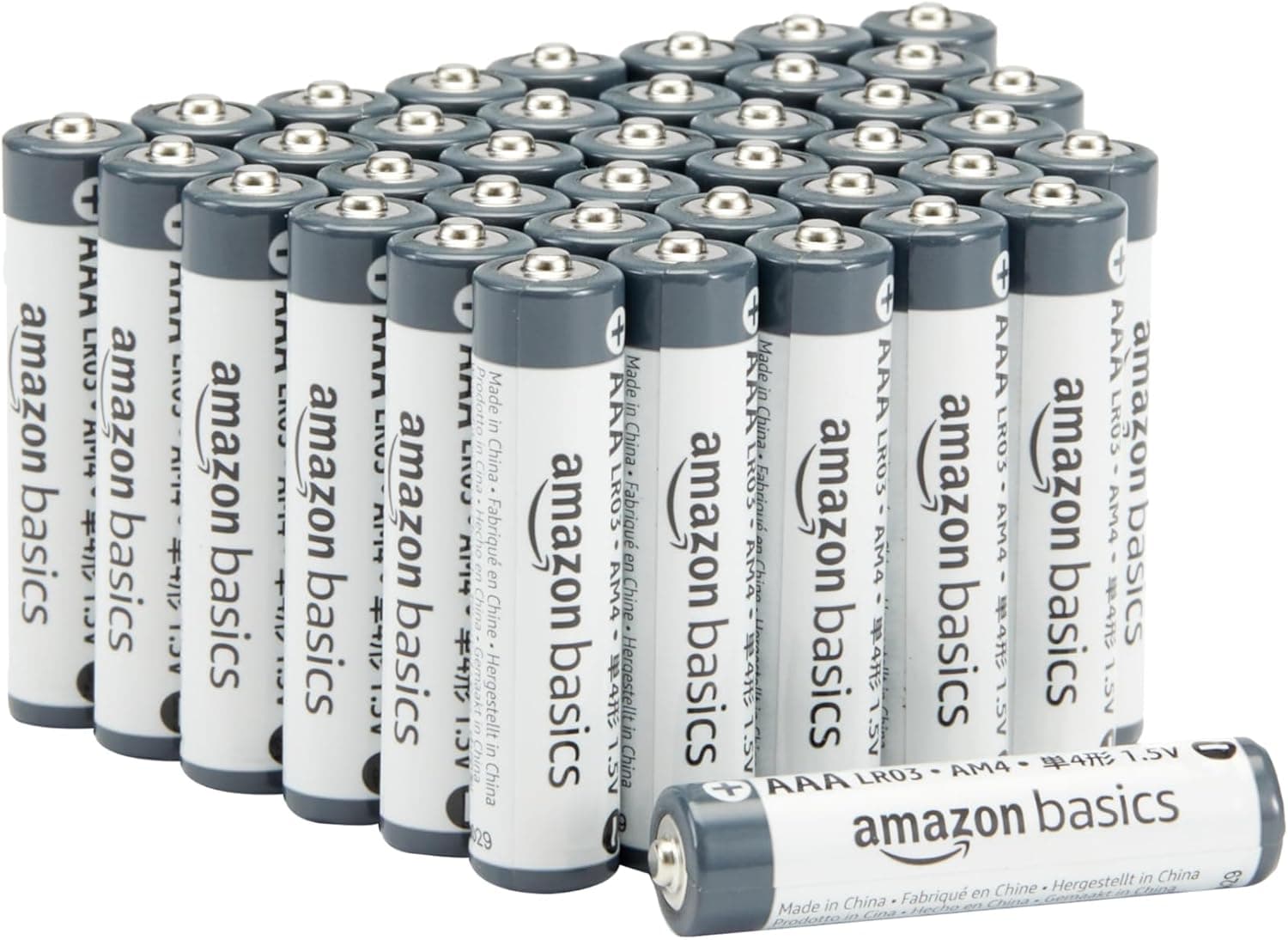 Amazon Basics - Paquete de 40 pilas industriales alcalinas AAA, 1,5 voltios, vida útil de 5 años