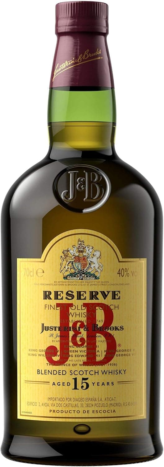 J&B Reserve Aged 15 Years, whisky escocés blended, 700 ml