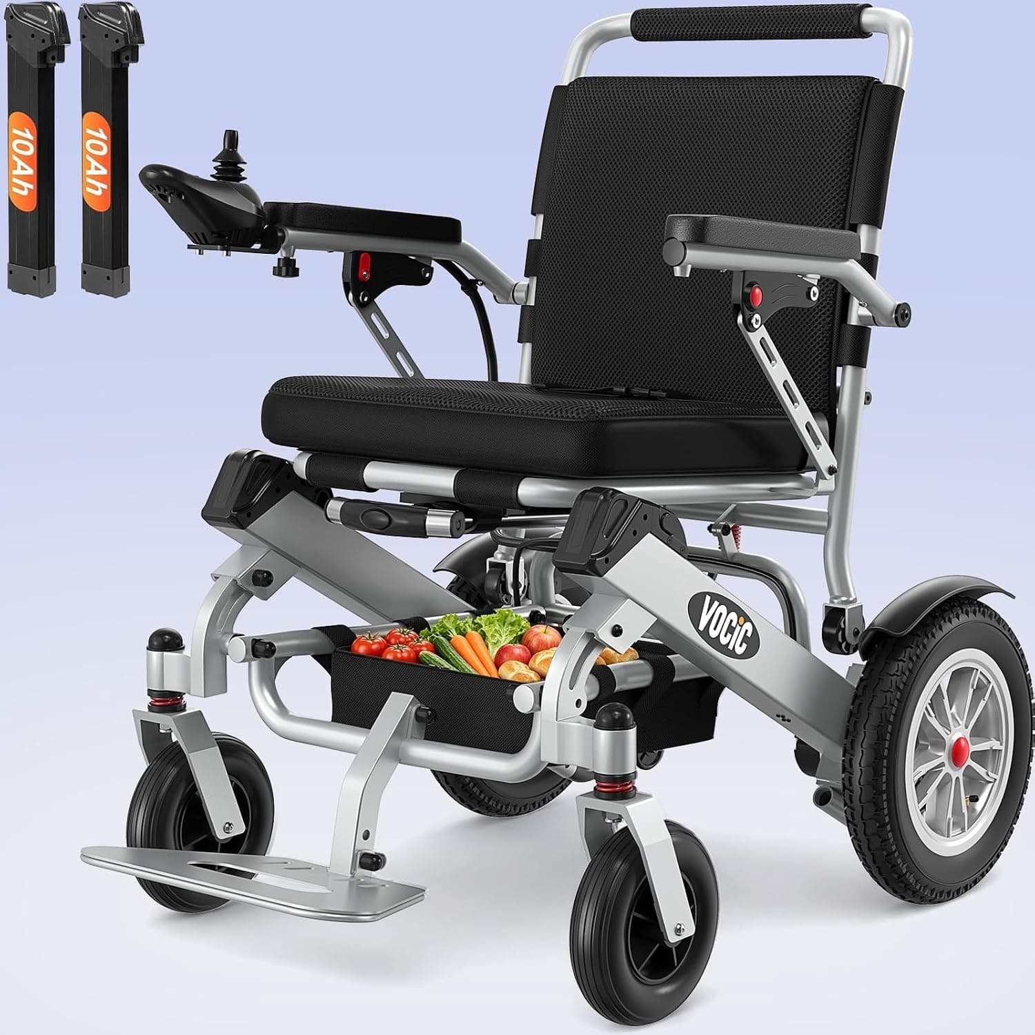 VOCIC V62 Silla de ruedas eléctrica de doble batería (diamante plata)