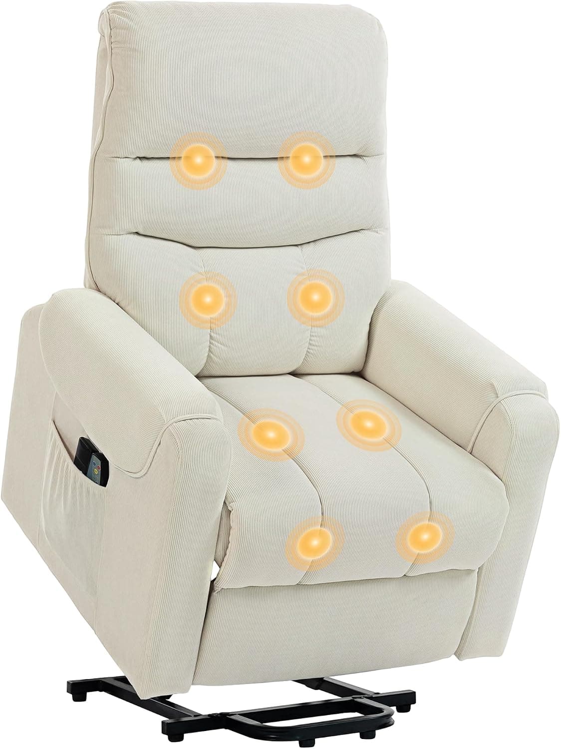 HOMCOM Sillón Relax Reclinable Eléctrico Levanta Personas Masaje Beige