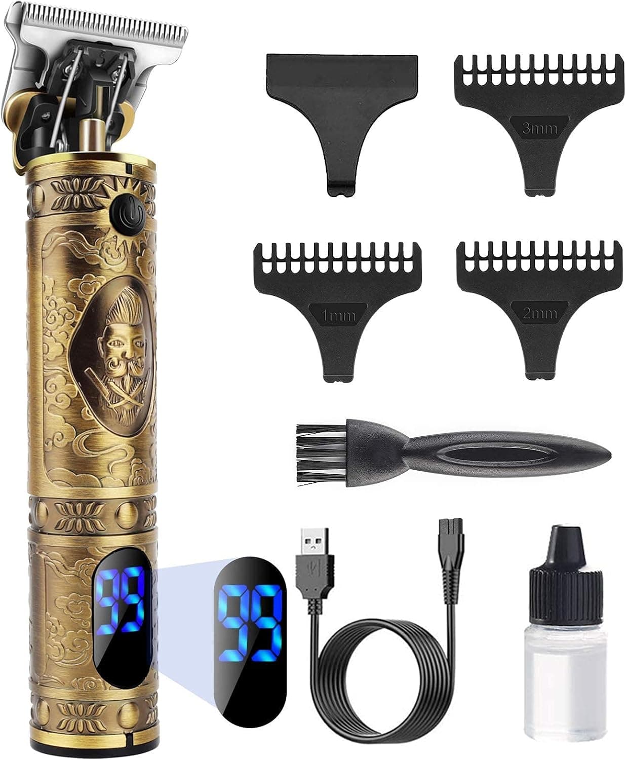 YiLFo Maquina Cortar Pelo, Maquina de Afeitar Hombre, Cortapelos Hombre Profesional, Afeitadora Cortadora Eléctrica con LED, Maquina Recortar Barba sin Cable, Maquina de Cortar el Pelo para Contornos