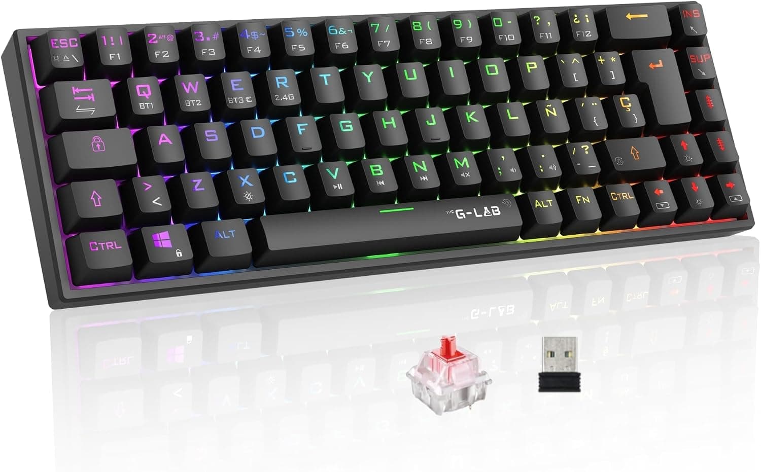 The G-Lab Keyz Titanium WL - Teclado Inalámbrico 65% Negro QWERTY ES