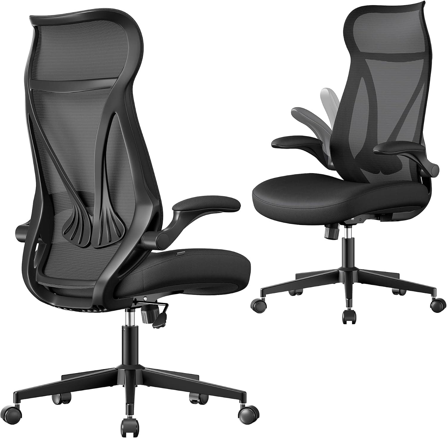 SONGMICS Silla de Escritorio de Malla, con Reposacabezas, Altura Ajustable