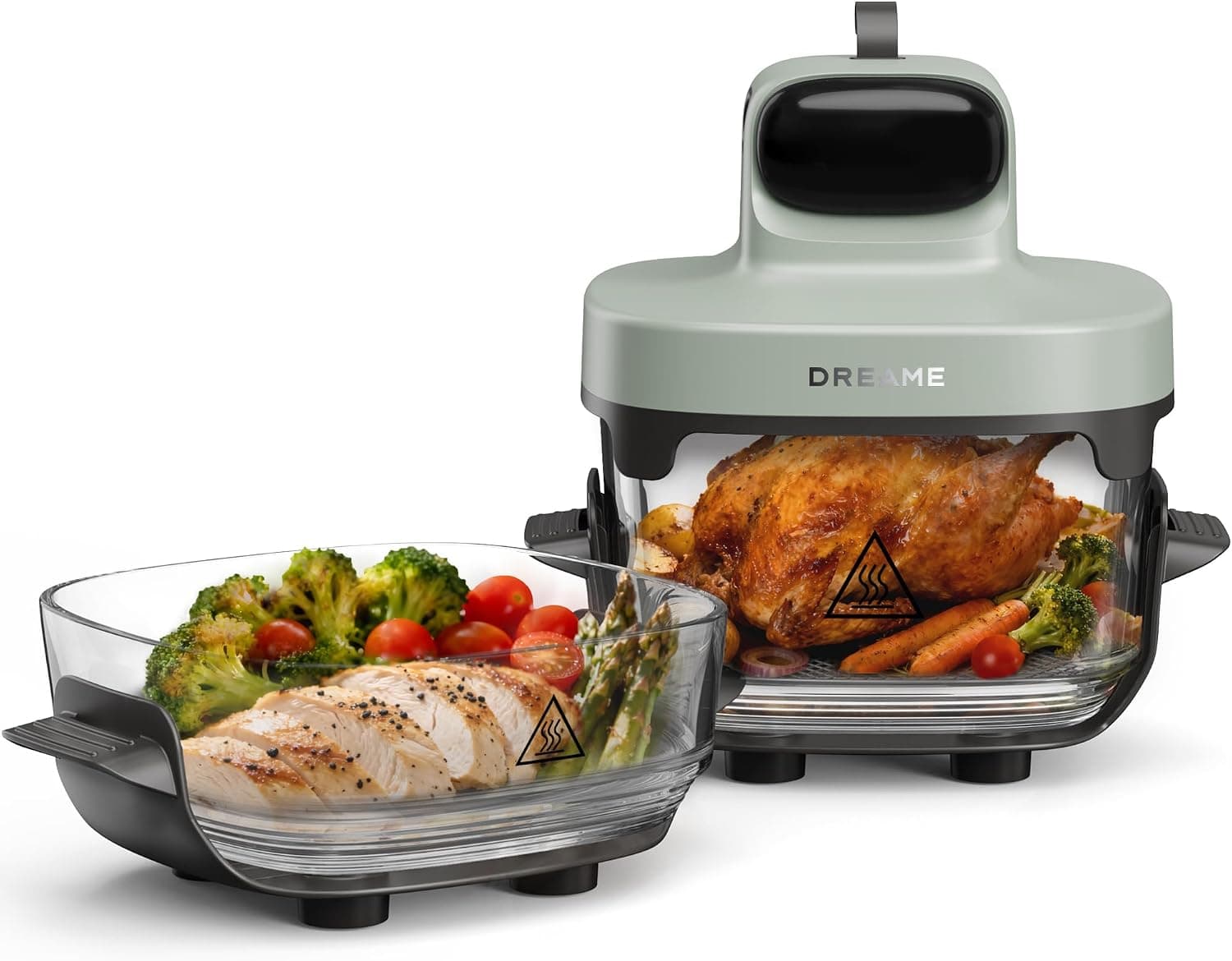 DREAME Tasti, Freidora de Aire Portátil de Vidrio 5 en 1: 2,5 L + 4,5 L