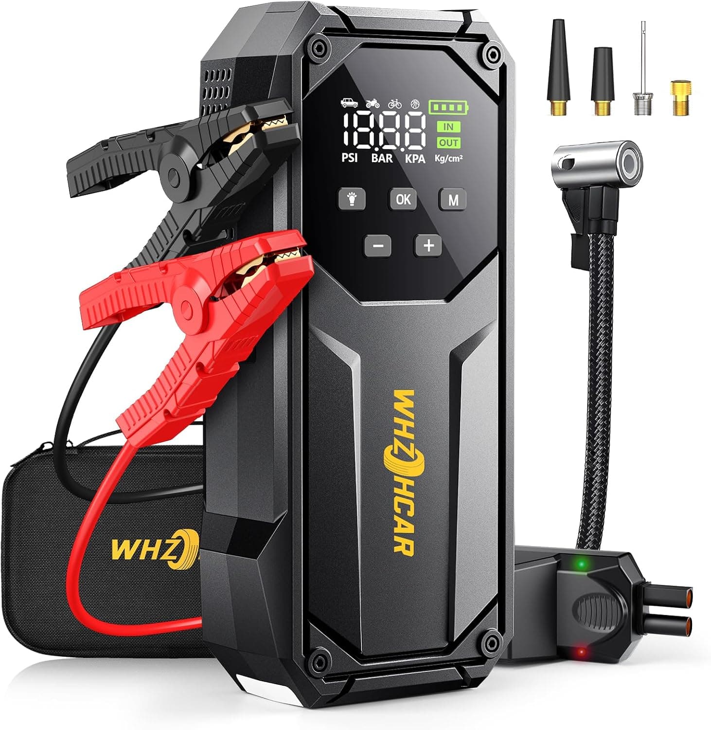Arrancador de Coches 9000A con Compresor 12V 160PSI Arrancador Inflador