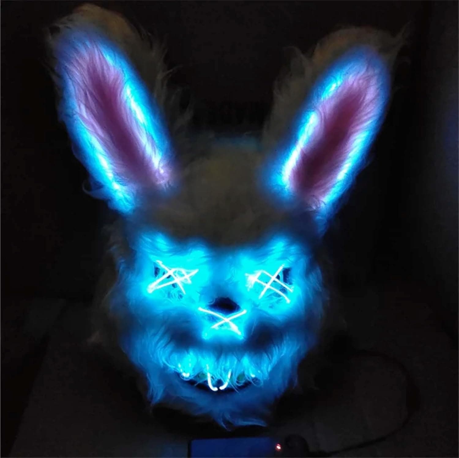 TK Gruppe Timo Klingler Máscara LED de Halloween estilo Purge, iluminación regulable y rostro luminoso – Disfraz para hombres y mujeres para Halloween y carnaval (selección de colores)