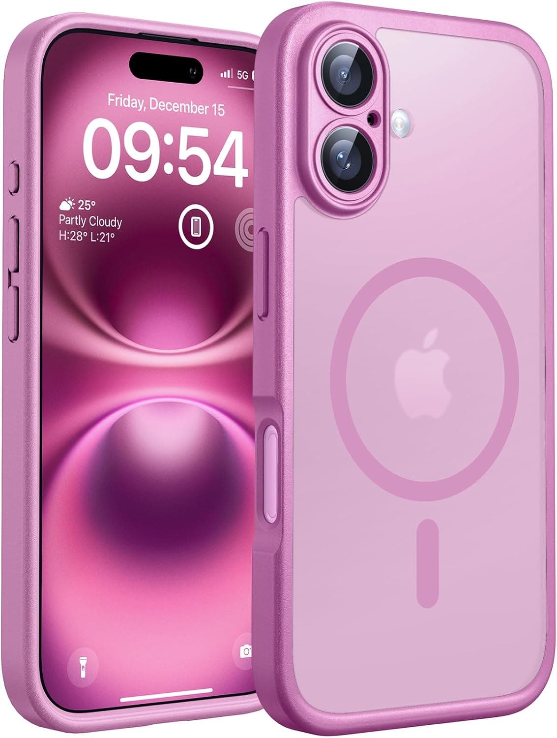 TOCOL Funda para iPhone 16 (6,1"), Compatible con MagSafe, Rosa