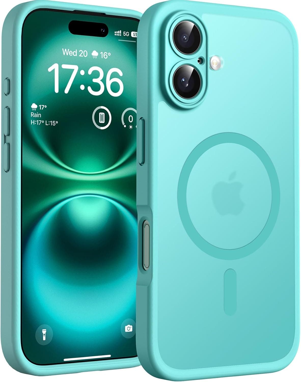 TOCOL Funda para iPhone 16 (6,1"), Compatible con MagSafe, Turquesa