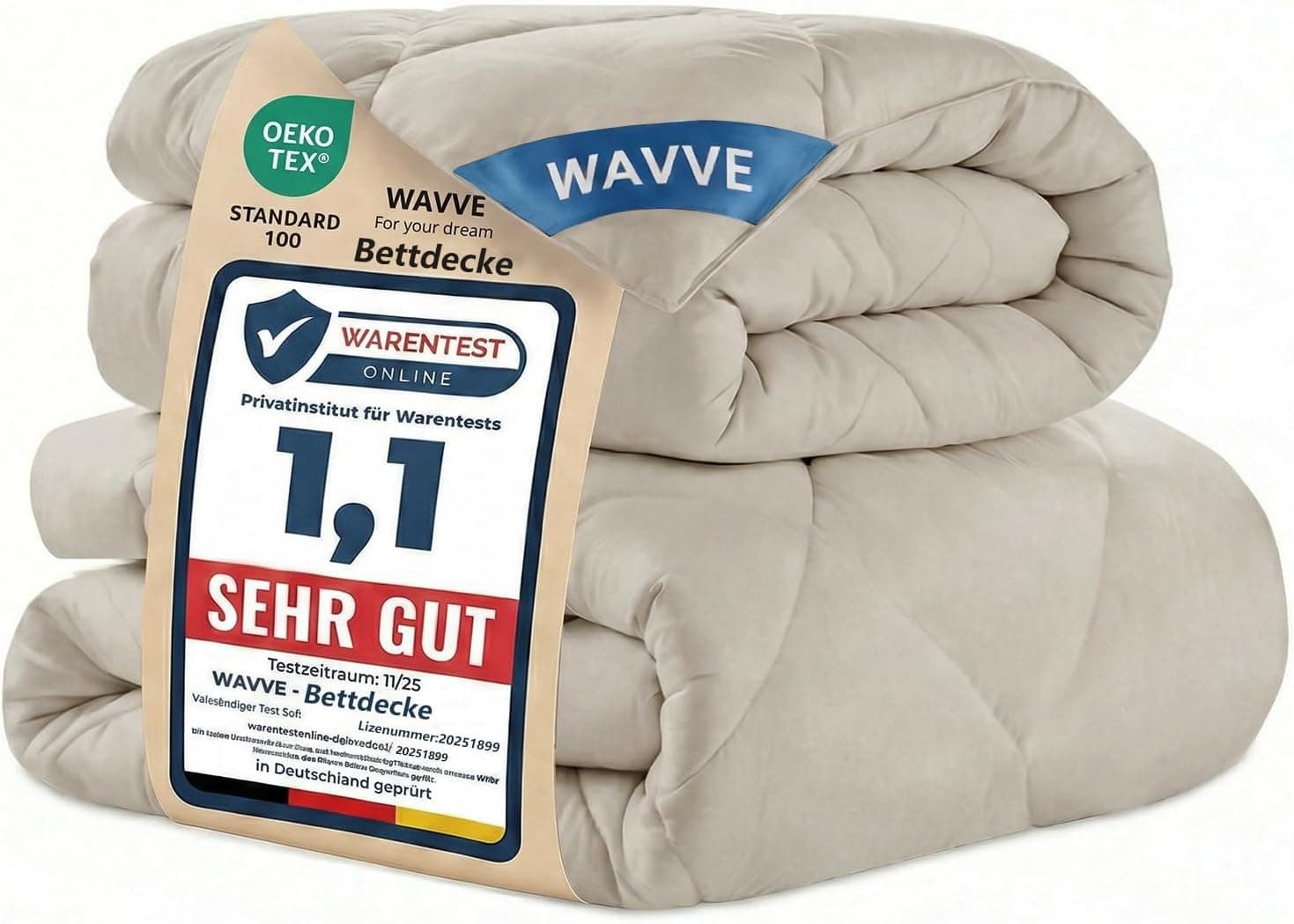 WAVVE Edredón Relleno Nórdico 135x200 cm para Cama 80, Juego de 2 Piezas Verano 150gr/m² + 4 Estaciones 300gr/m² = Invierno 450gr/m² Fibra, Beige
