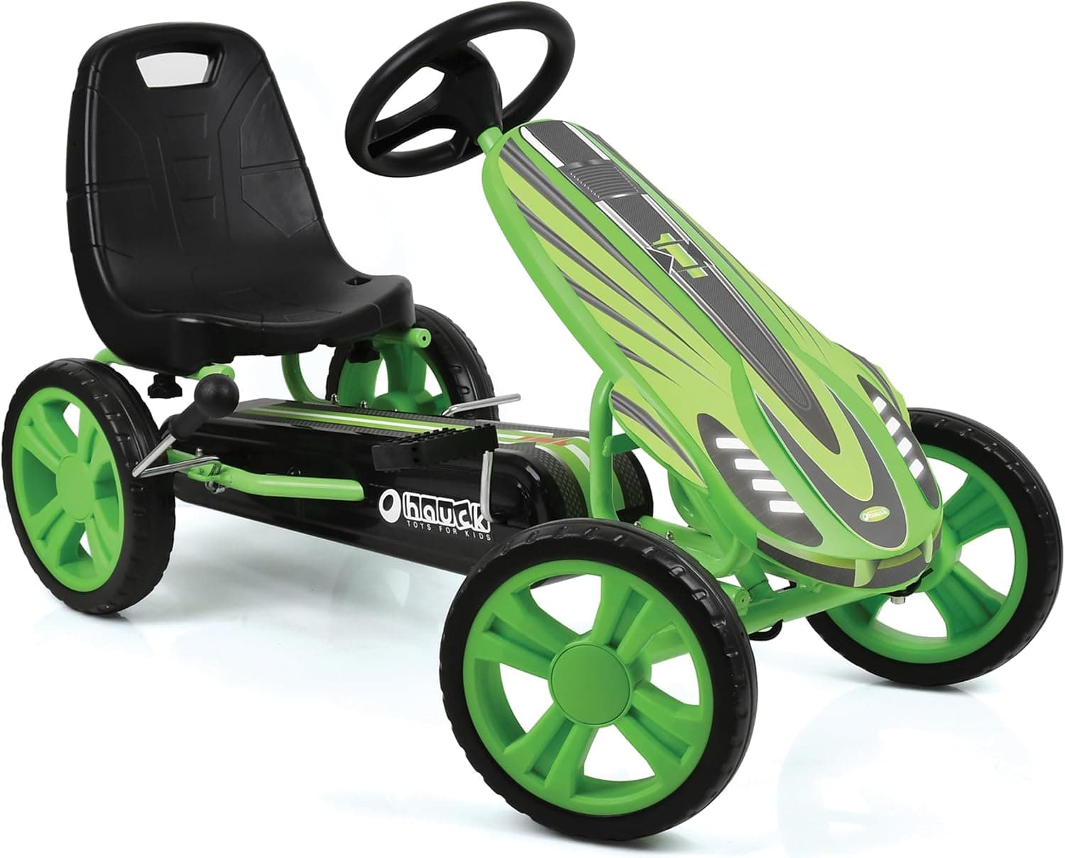 hauck Speedster Kart Pedales para Niños, Go Kart desde 4 años hasta 50 kg, Freno de Mano, Asiento Ajustable en 3 Posiciones, Marco de Acero