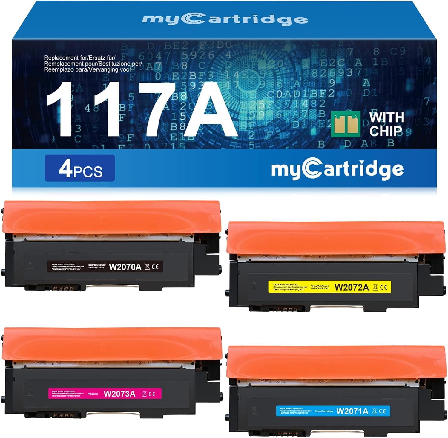 myCartridge 117A Toner (con Chip) Sostituzione di Tóner HP 117A Compatible de HP Color Laser MFP 178nw 179fnw 150nw 150a (Negro/Amarillo/Cian/Magenta)