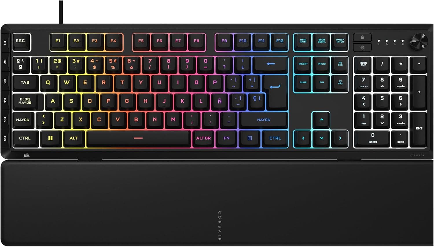 Corsair Skiff 100 Plus Teclado para Juegos con Cable Quiet RGB – Negro