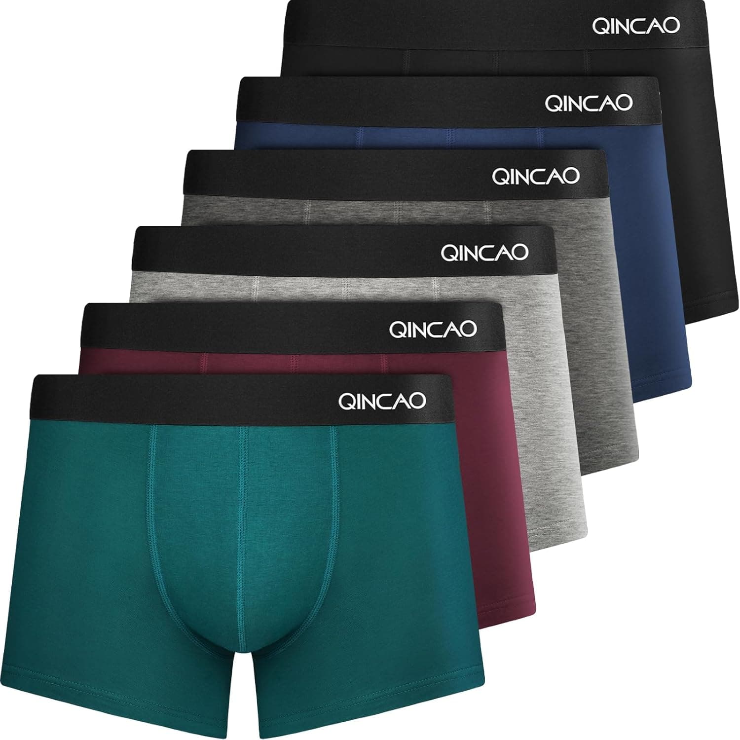 QINCAO Calzoncillos Hombre Boxer Paquete de 6, Suave y Ajuste Cómodo