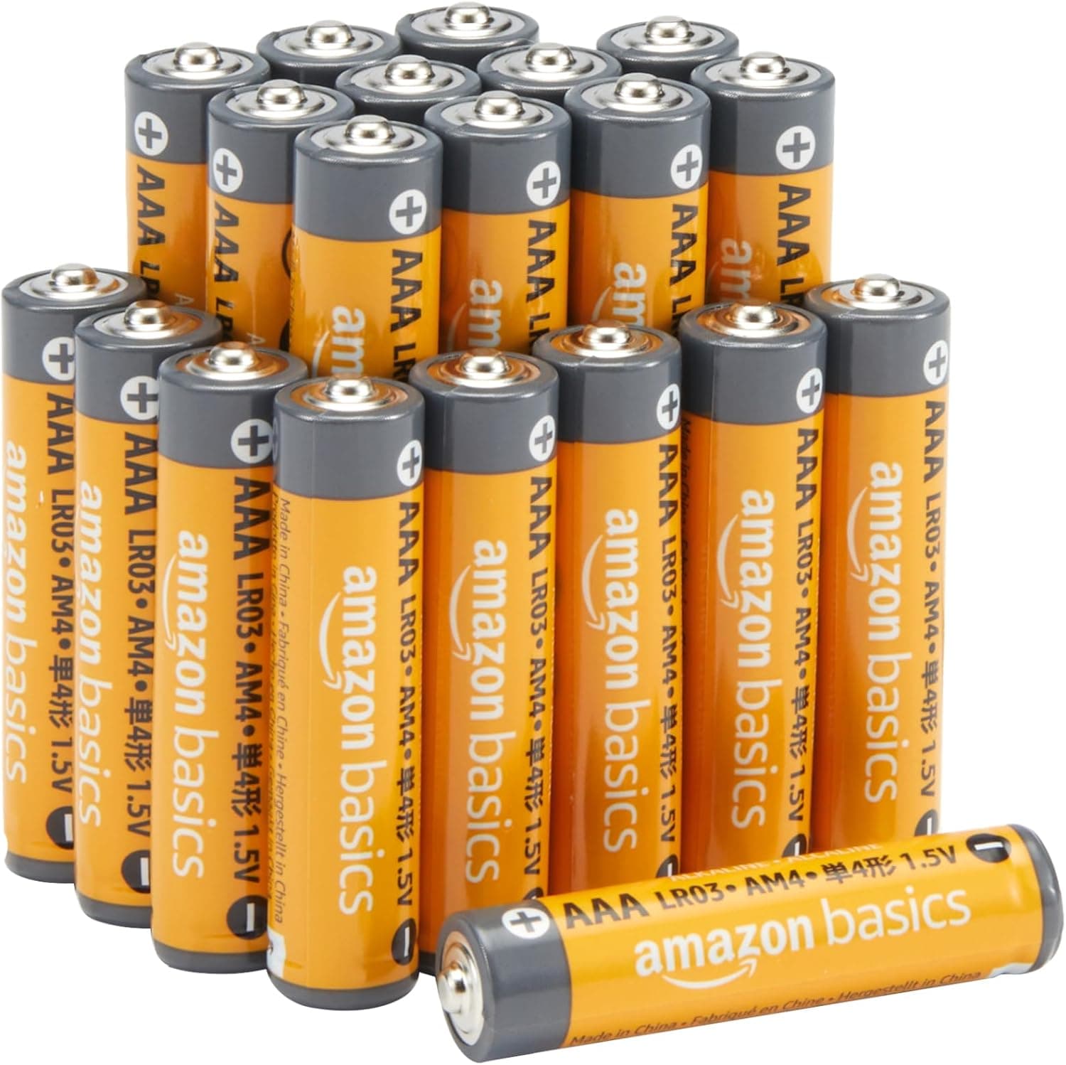 Amazon Basics - Paquete de 20 pilas alcalinas AAA de alto rendimiento, 1,5 voltios, vida útil de 10 años
