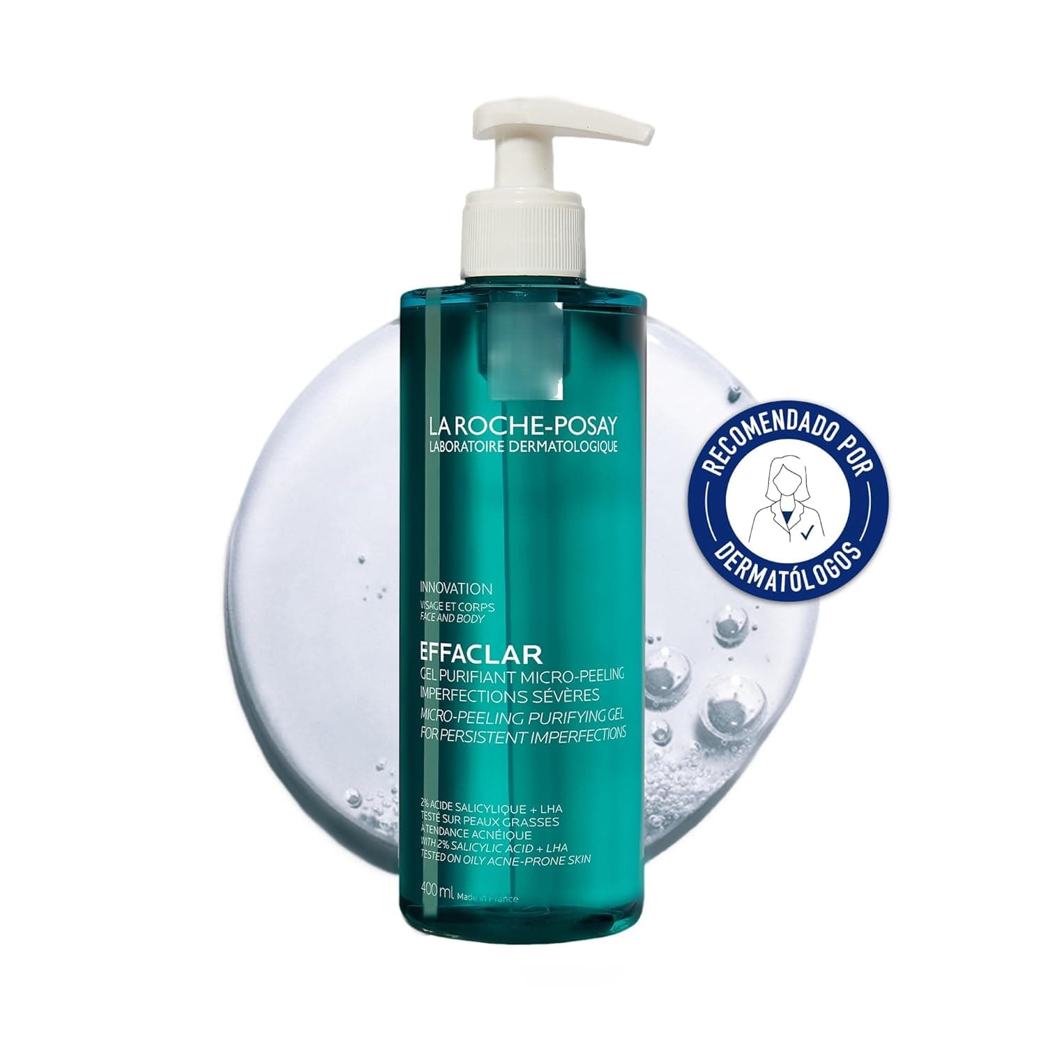 La Roche Posay Gel Purificante Micro-Exfoliante, Anti-Imperfecciones, Limpia y Exfolia, Enriquecido con Ácido Salicílico, Para Pieles con Acné, Effaclar