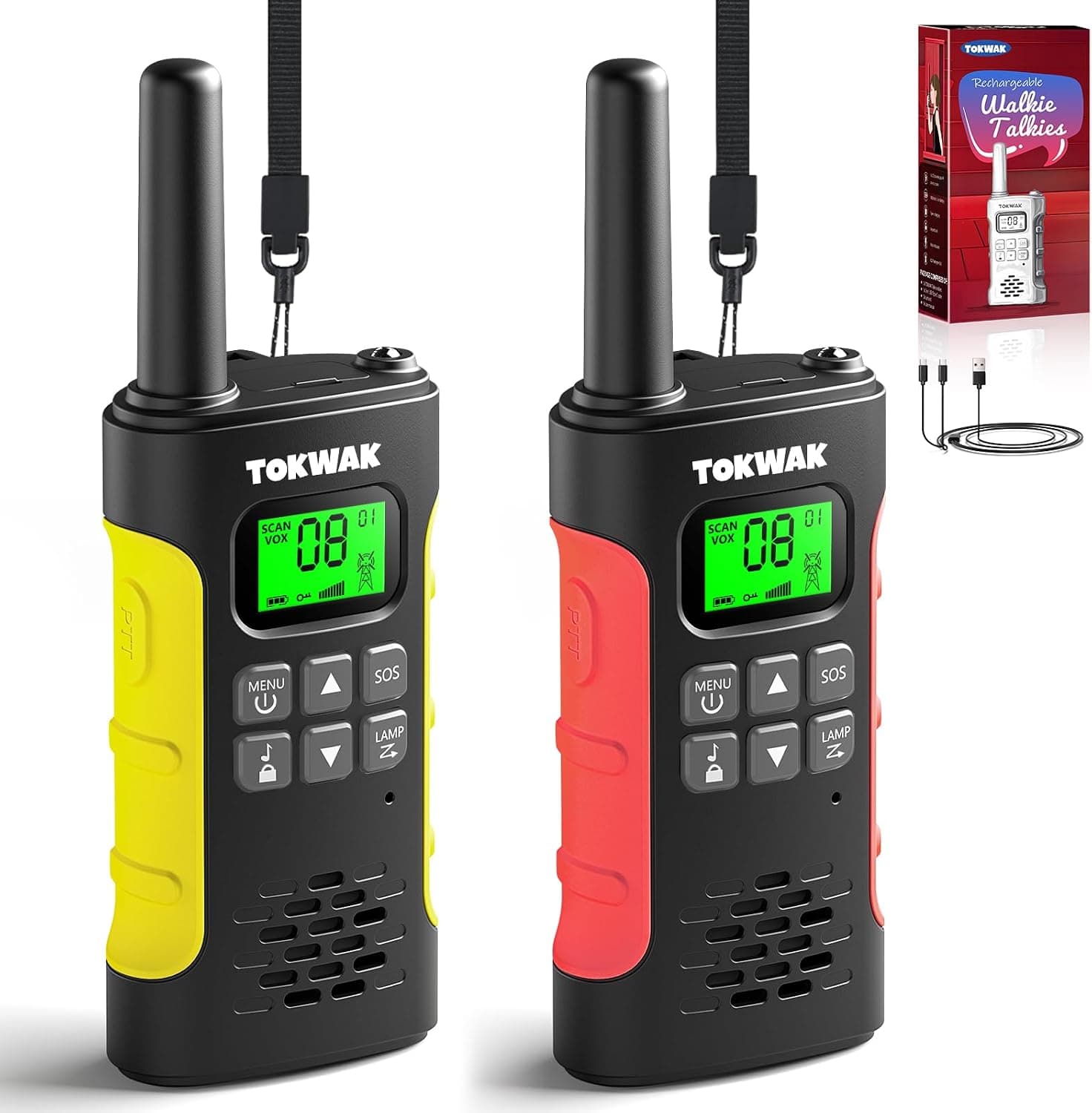 Walkie Talkie Recargable de Largo Alcance para Niños Adultos USB-C 2 Piezas
