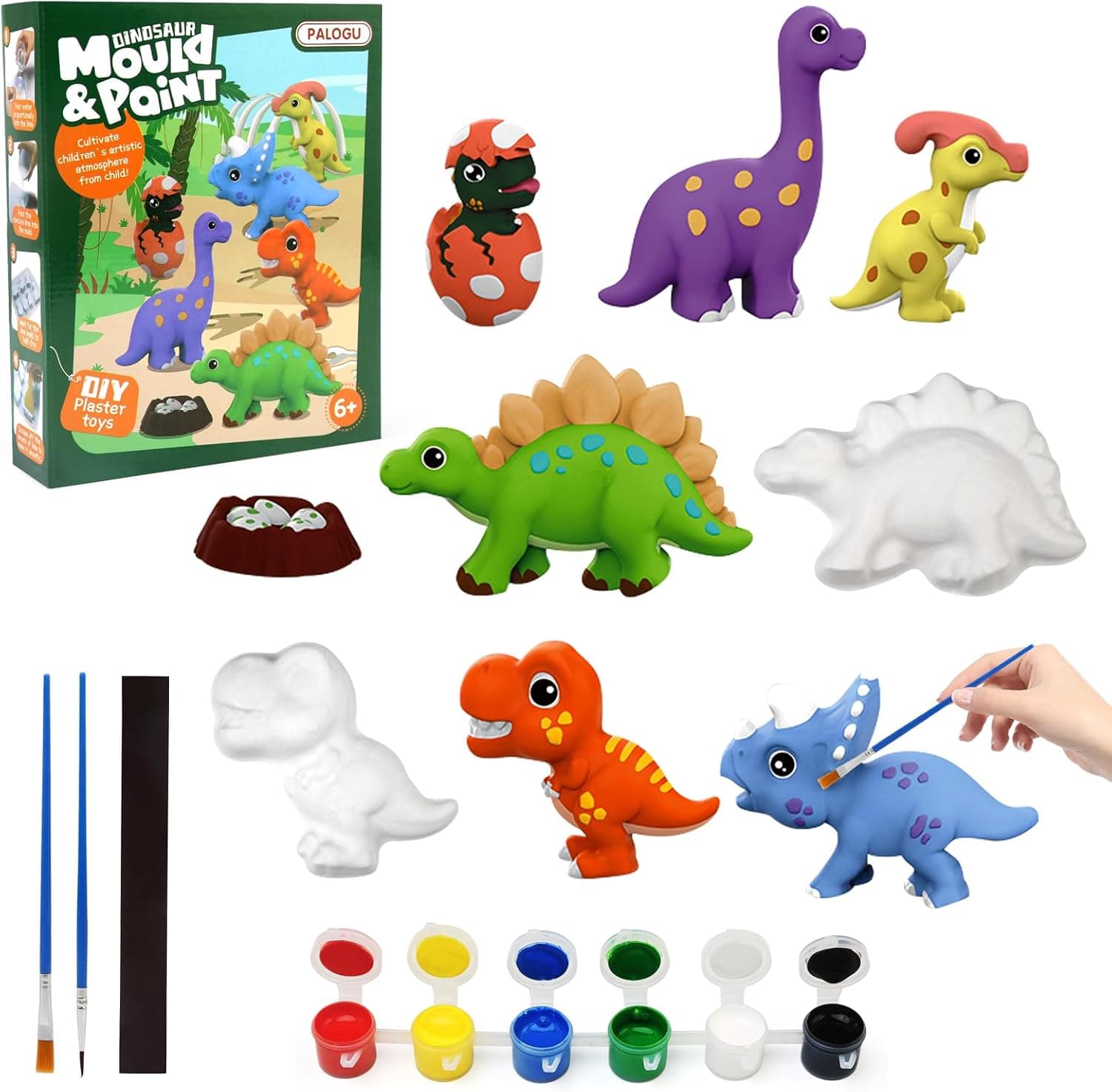 LEADSTAR Kit Pintura Dinosaurios Juguetes Manualidades Niños Juguetes para Pintar Juego de Arte de Escayola Regalos de Creativo para Cumpleaños Navidad Niños Niñas 3 4 5 6 7 8 9 10 12 Años (Verde)