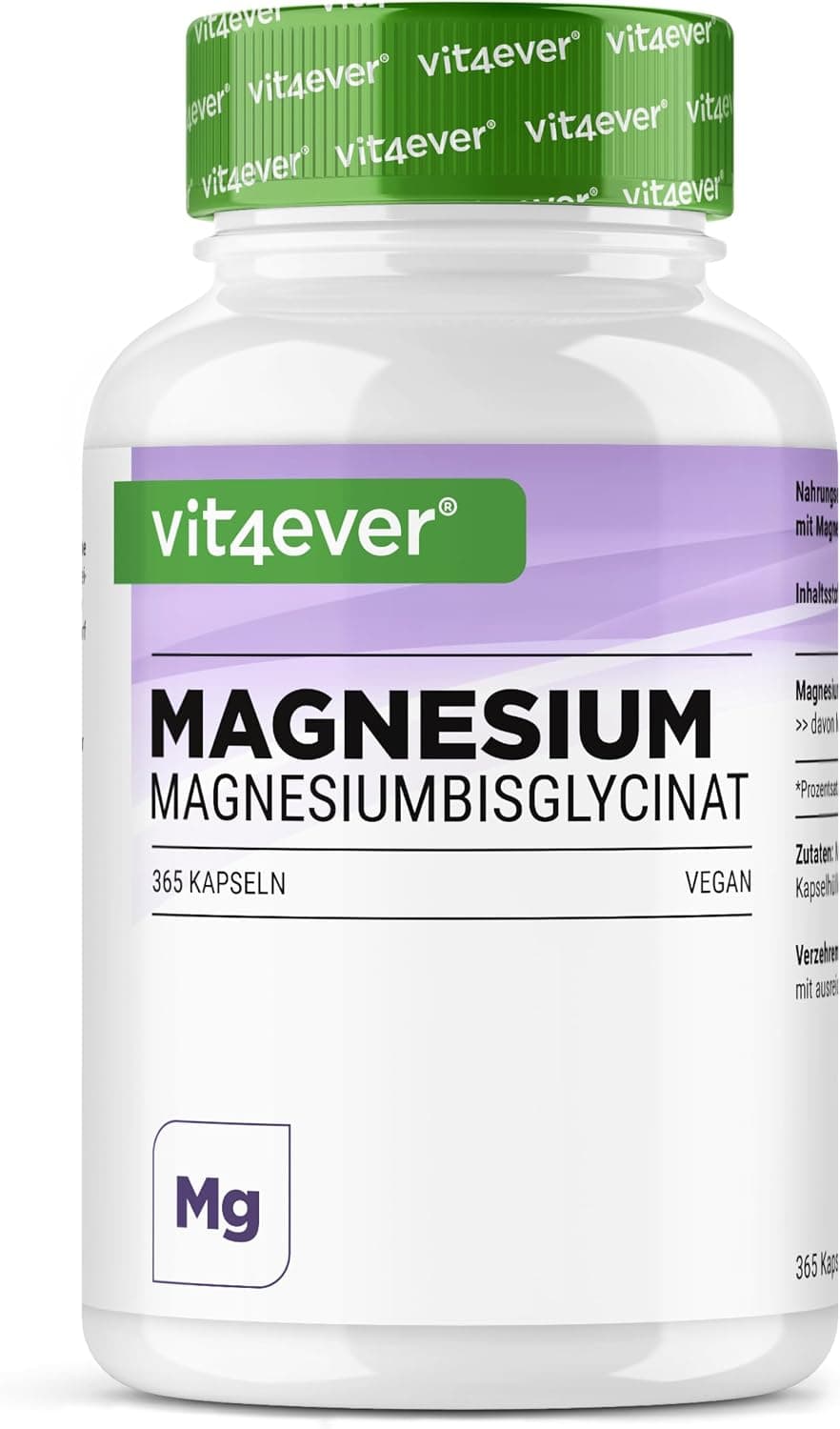 vit4ever Magnesio Bisglicinato - 365 Cápsulas - 300mg de Magnesio Elemental