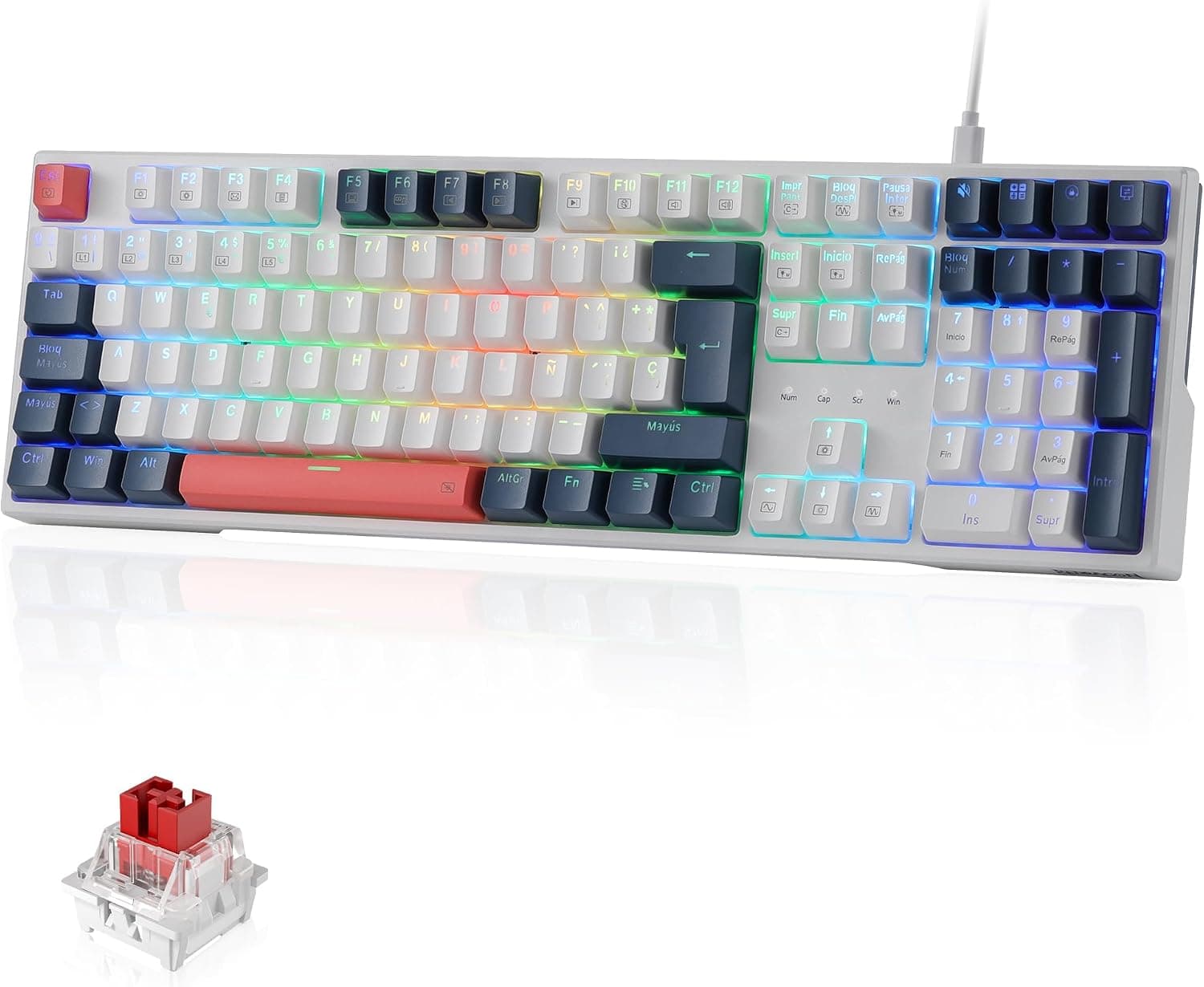 Redragon K668 RGB Teclado Gaming Mecánico 105+4 Teclas QWERTY Español