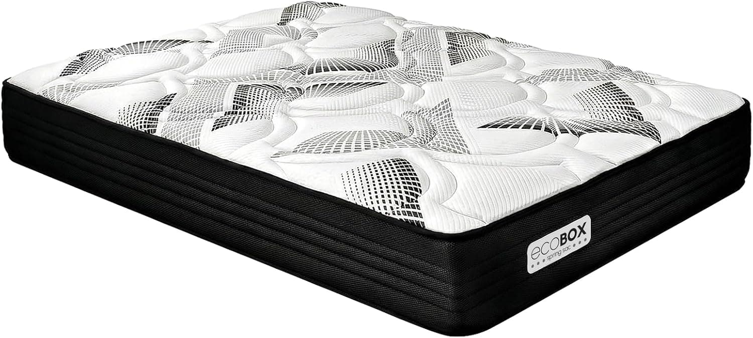 DUÉRMETE ONLINE - Colchón Viscoelástico Híbrido Eco Box con Núcleo de Muelles Ensacados, Confort Óptimo, Firmeza Intermedia, Antiácaros Antibacteriano e Hipoalergénico 90 x 190