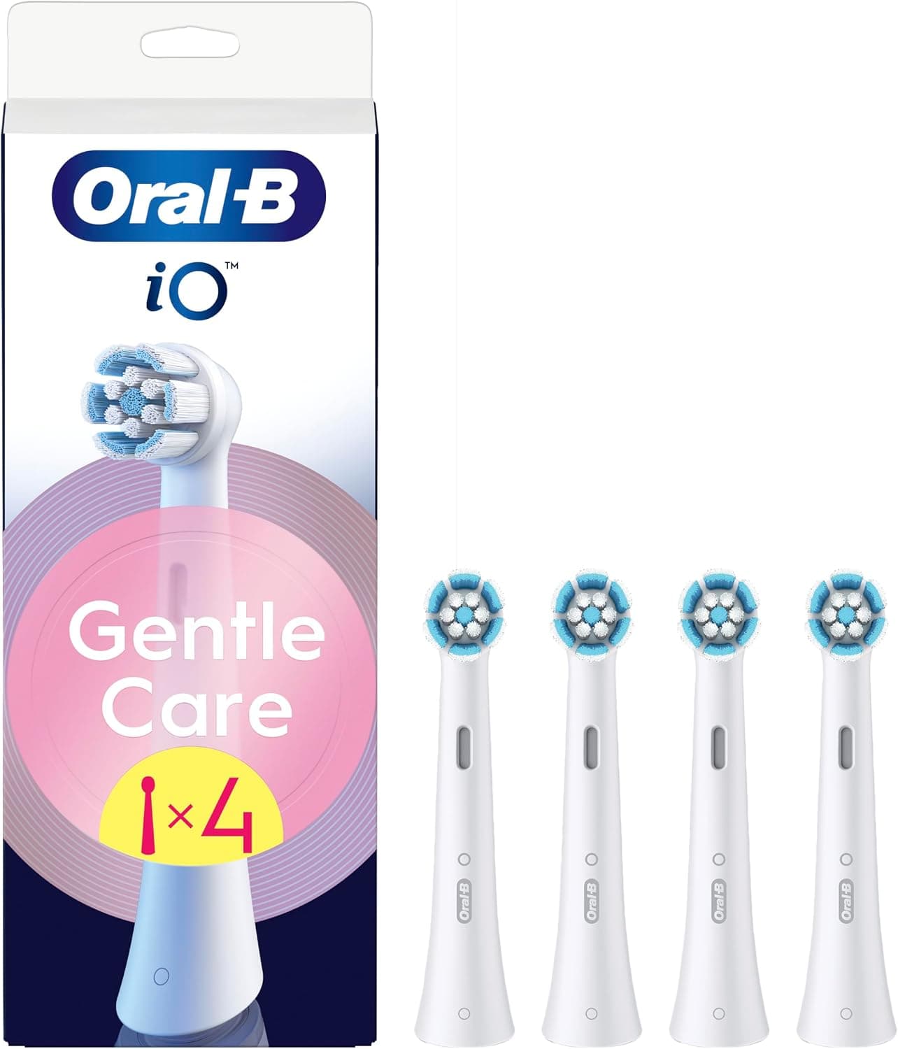 Oral-B iO Gentle Care Cabezales de Recambio Originales, Blancos, Pack de 4