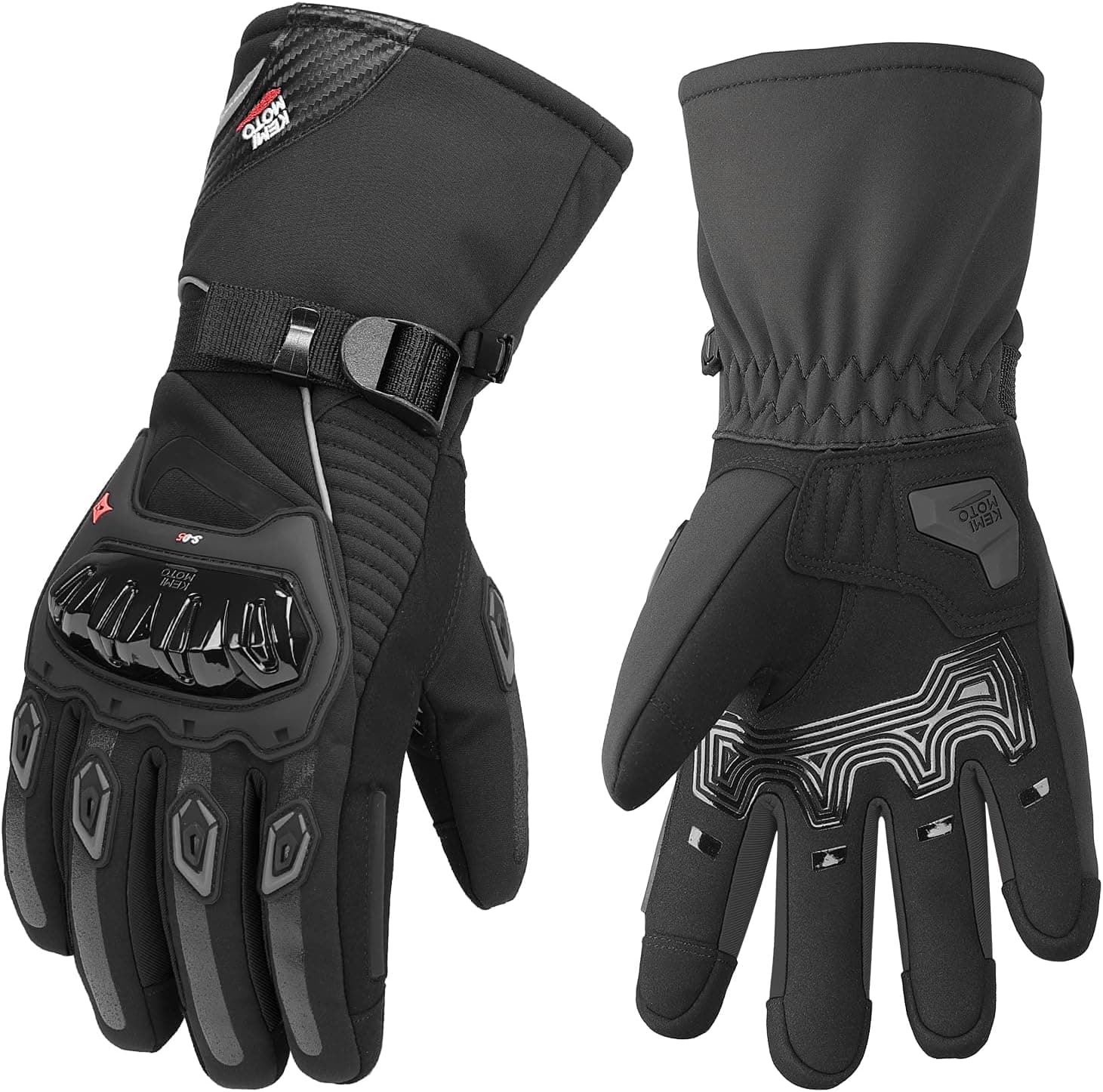 KEMIMOTO Guantes Moto Invierno, Impermeable,Táctiles, Cortavientos y Agarre