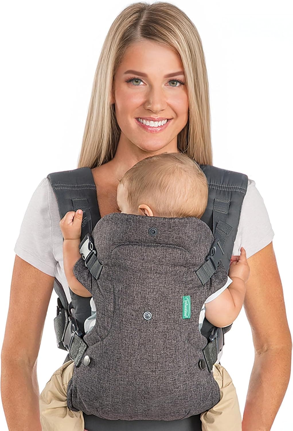 Infantino Mochila Portabebé Flip Advanced 4-en-1, Ergonómica, Convertible, Adaptable a lo Largo de los Años, para Recién Nacidos y Bebés Mayores de 3,6-14,5 kg, Gris