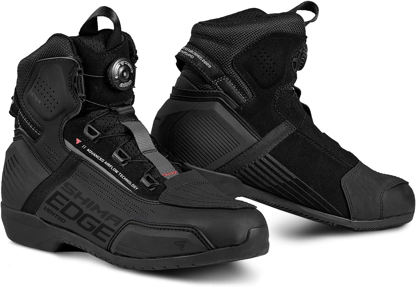SHIMA EDGE VENTED Botas Moto Hombre Cuero Ventilada Zapatillas ATOP Verano Calzado Motorista Baja Adventure Cremallera Lateral Protección Tobillo Motocicleta Trail (Masculinos, Ventilado, Negro, 44)