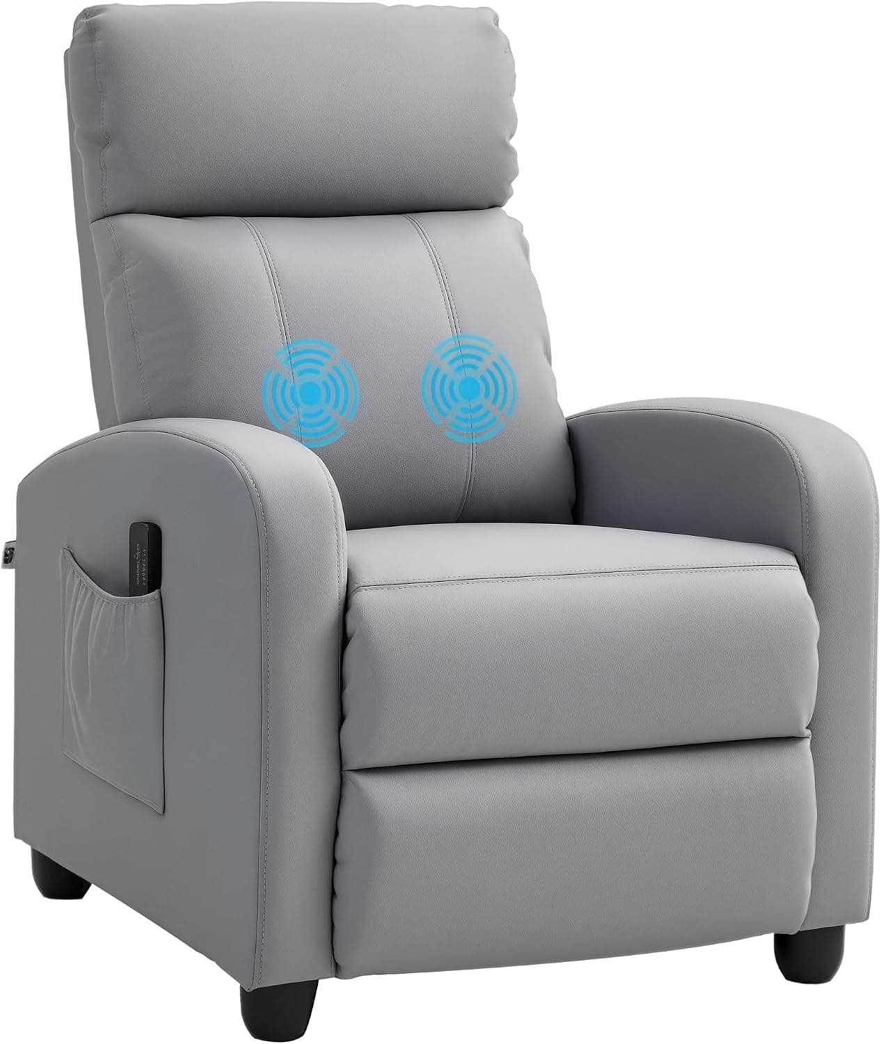 HOMCOM Sillón de Masaje Reclinable Mando a Distancia 68x88x98cm Gris Claro