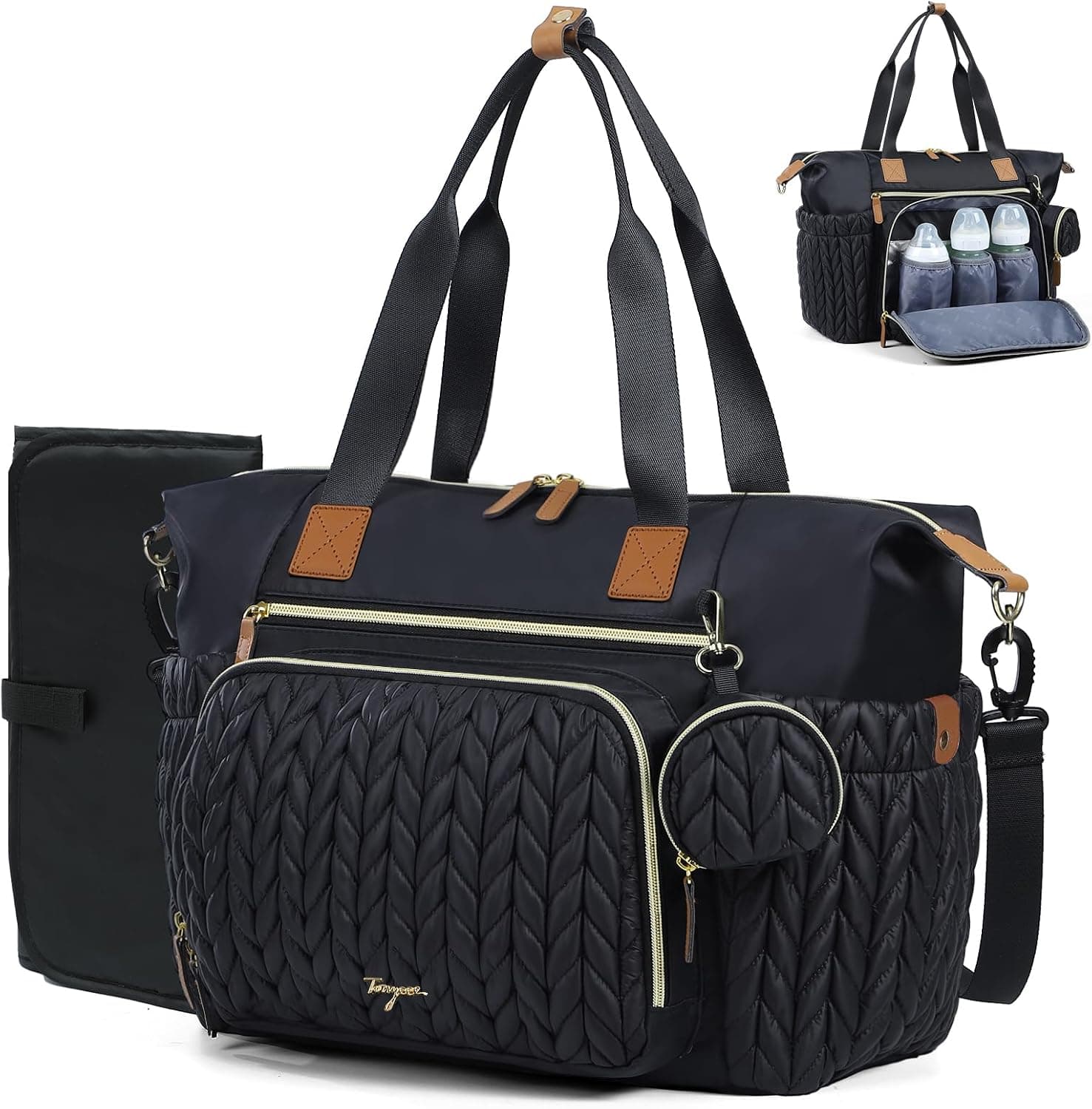 Bolsa de pañales, Bolsos bandolera bolsas de pañales grandes impermeables, bolsa de hospital para partos, bolsa para bebé con estuche para chupete, bolsa de viaje para pañales con cambiador