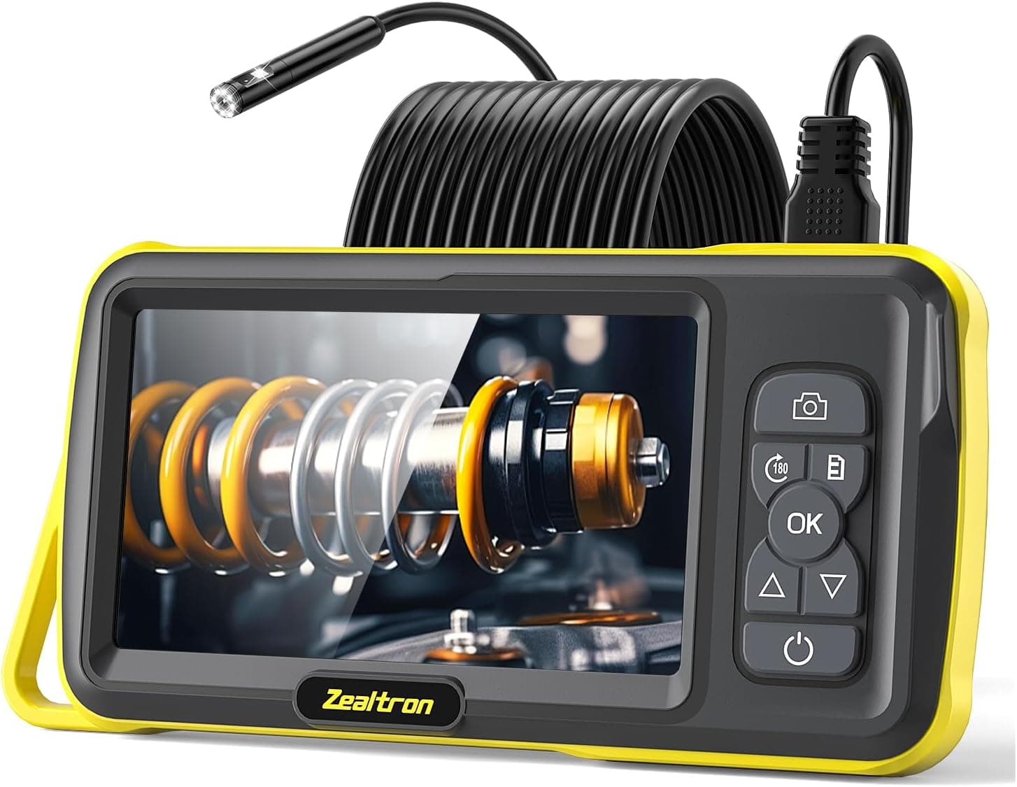 Cámara Endoscópica de Doble Lente, Zealtron 1080P HD 5" Pantalla IPS Endoscopio Camara de Inspeccion con 8+1 Luces LED, Camara Inspeccion Tuberias Impermeable IP67, Cable Semi-Rígido de 5M