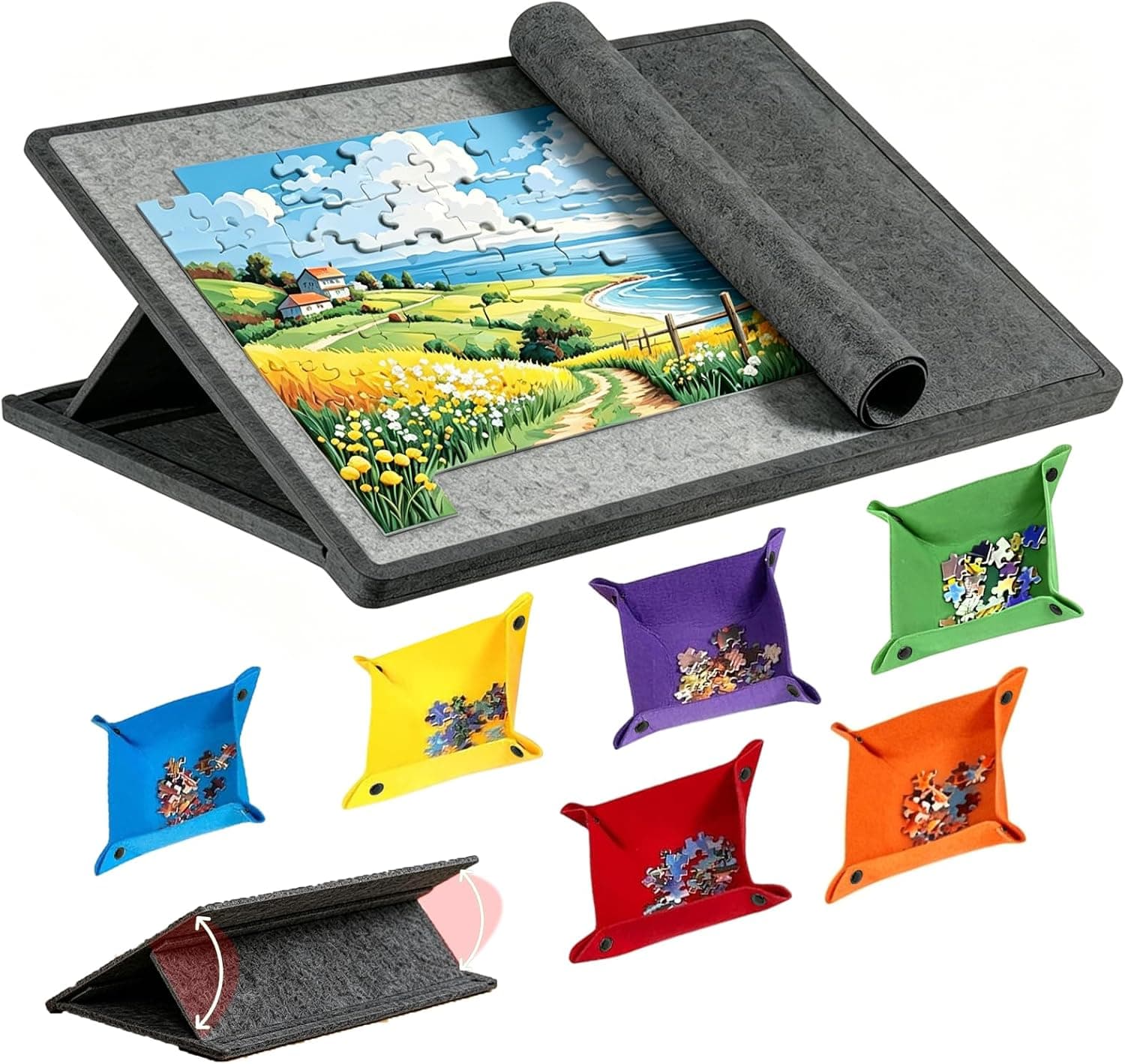 Tablero Puzzle 1000 Piezas, Soporte y Cubierta Diseñados 2 en 1