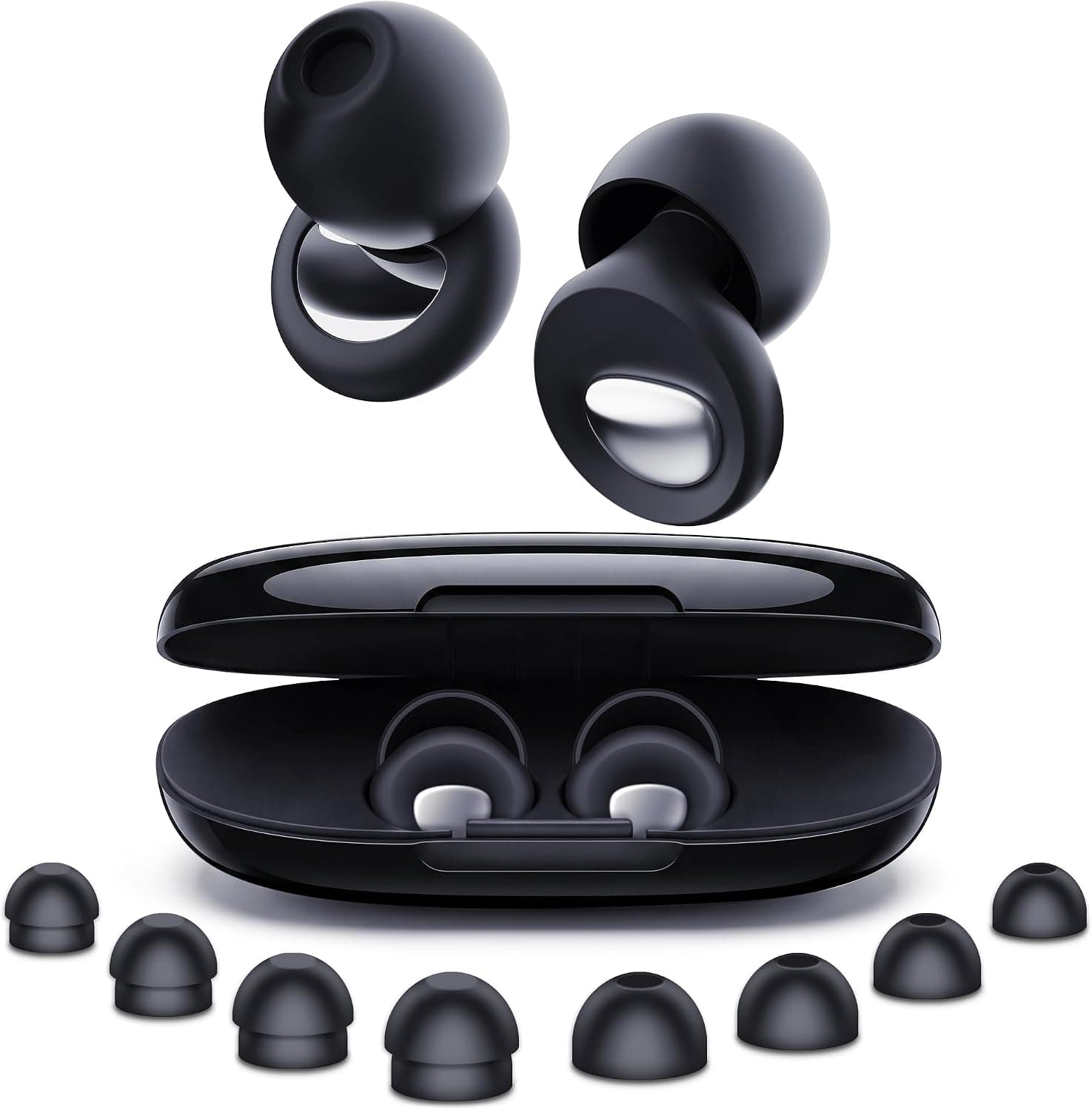 Tapones Oídos Ruido Dormir 2.0, 46 dB MuteCore, Silicona, Negro