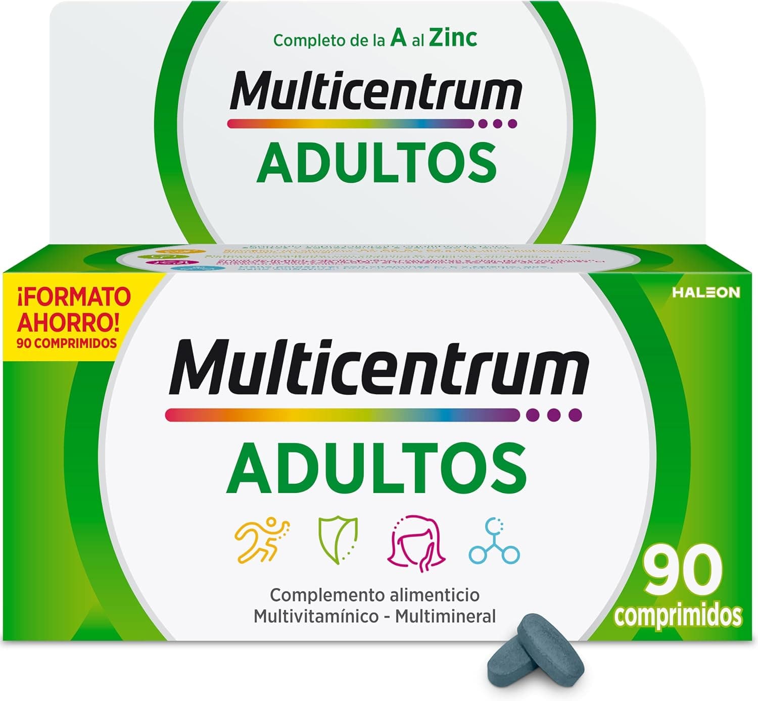Multicentrum Adultos Y Adolescentes, Complemento Multivitamínico, Sin Gluten, 90 Comprimidos