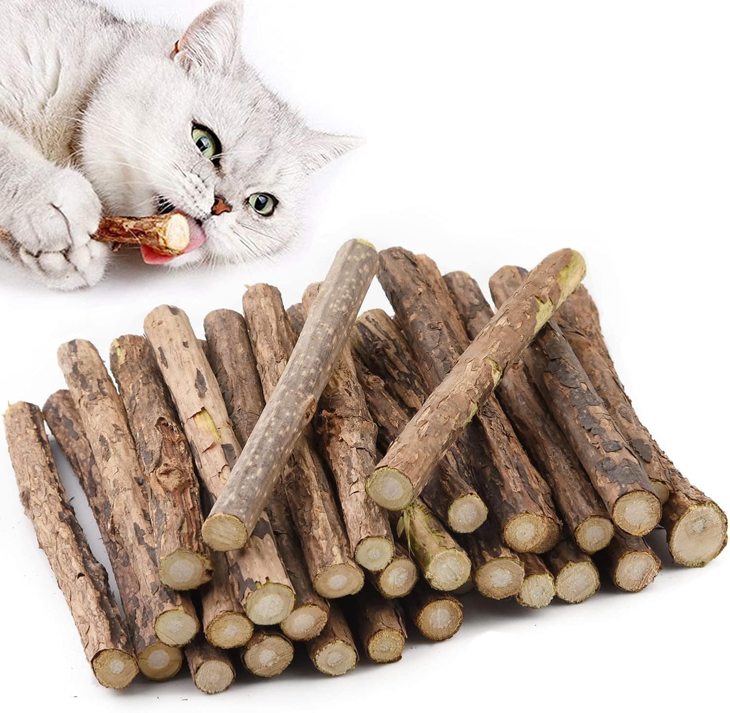 Aidiyapet Masticar Palos Gato, Palitos de Hierba Gatera Matatabi Catnip Juguetes Hierba Gatera para Gatos Mordedor Gato(30PCS)