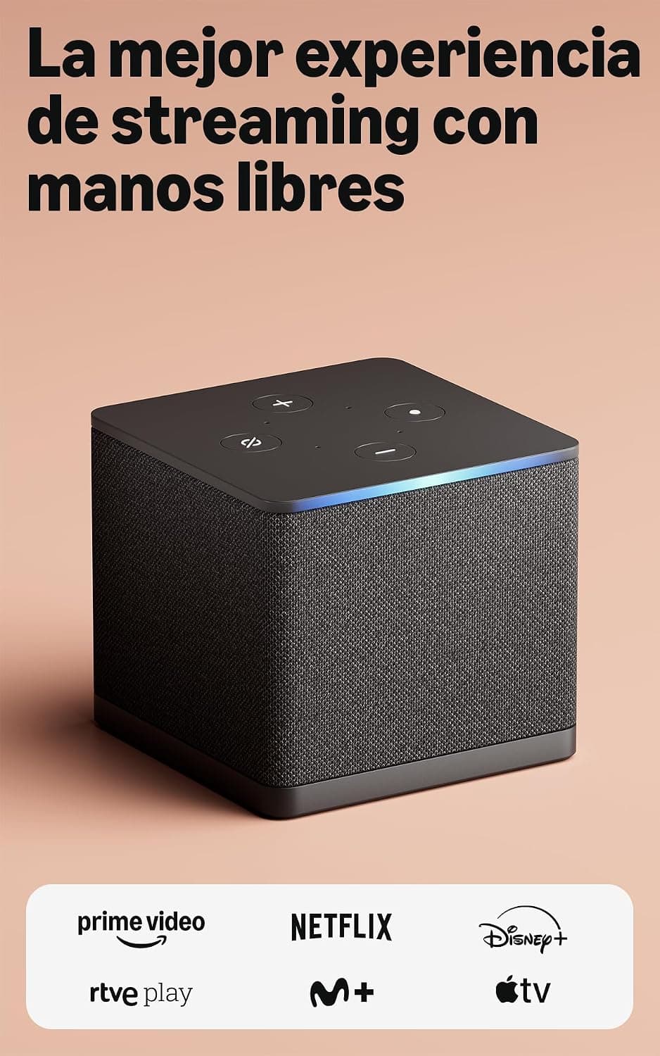 Amazon Fire TV Cube (Última generación) | Reproductor multimedia en streaming con control por voz a través de Alexa, Wi-Fi 6E y Ultra HD 4K, encuentra series más rápido con Alexa+