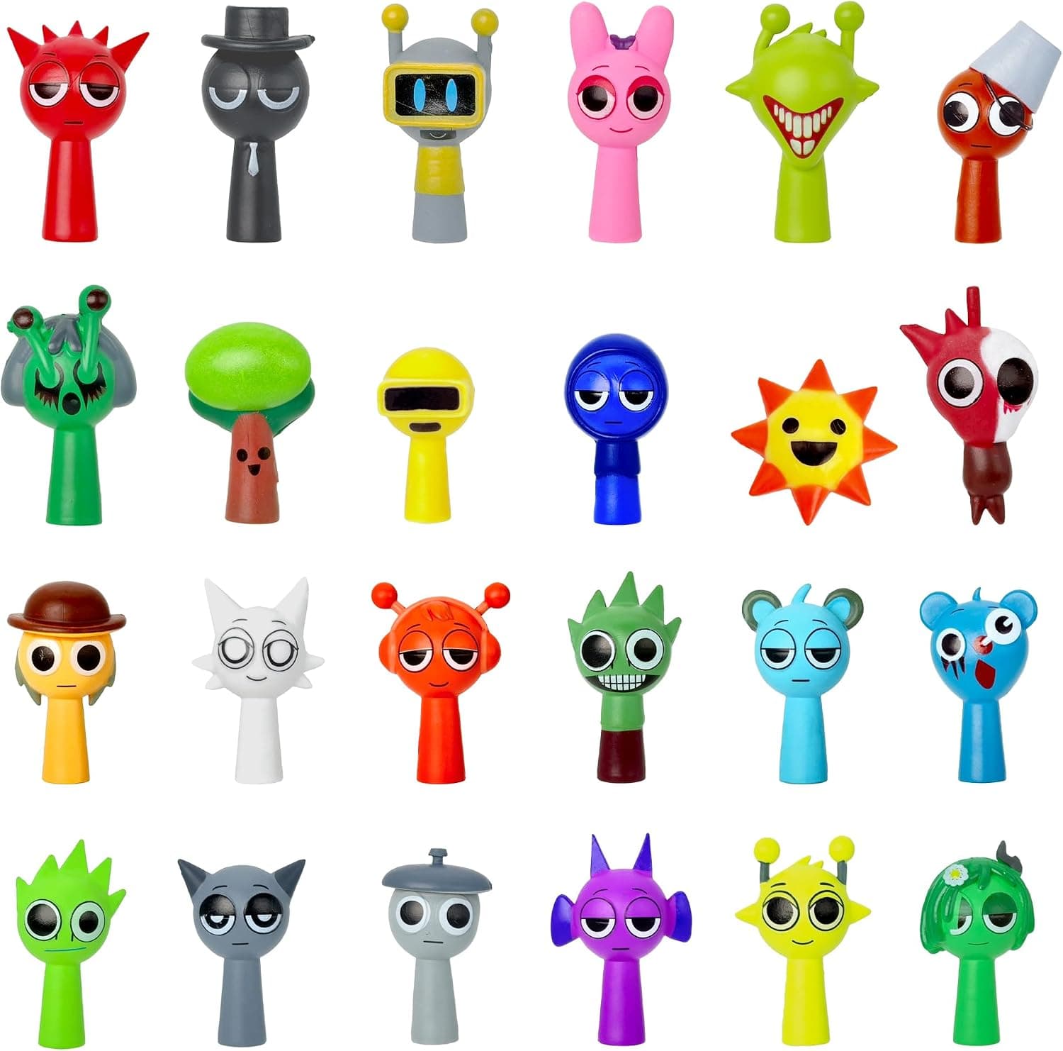 24 Pzs Figuras Coloridas y Extrañas Adorno Coleccionable de Personaje de Juego para Fans Ojos Grandes 4-5cm Mini Juguetes para Niños